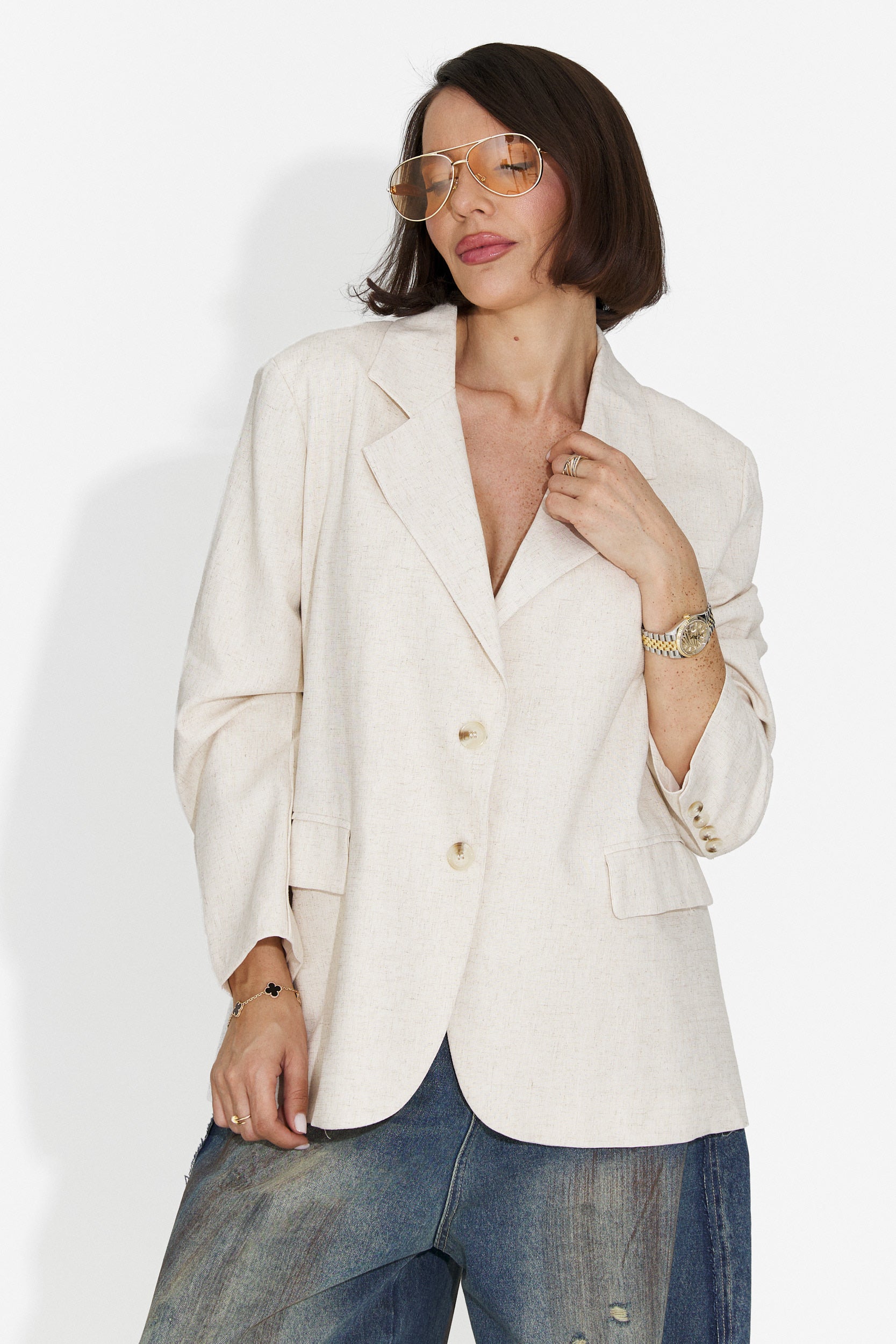 Blazer Beige Casual da Donna di Foxglove Bogas