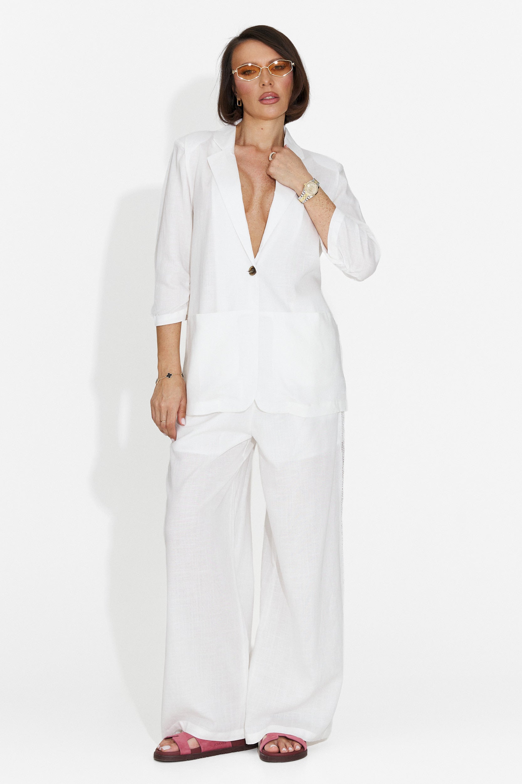 Elegante Blazer Bianco da Donna di Helebore Bogas
