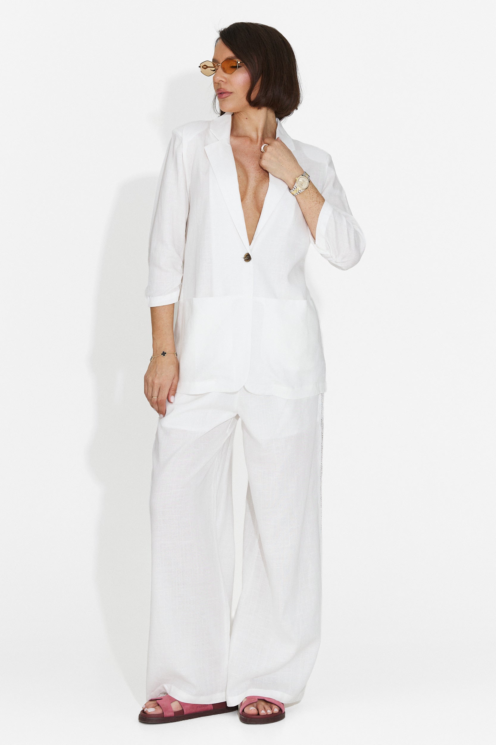 Elegante Blazer Bianco da Donna di Helebore Bogas