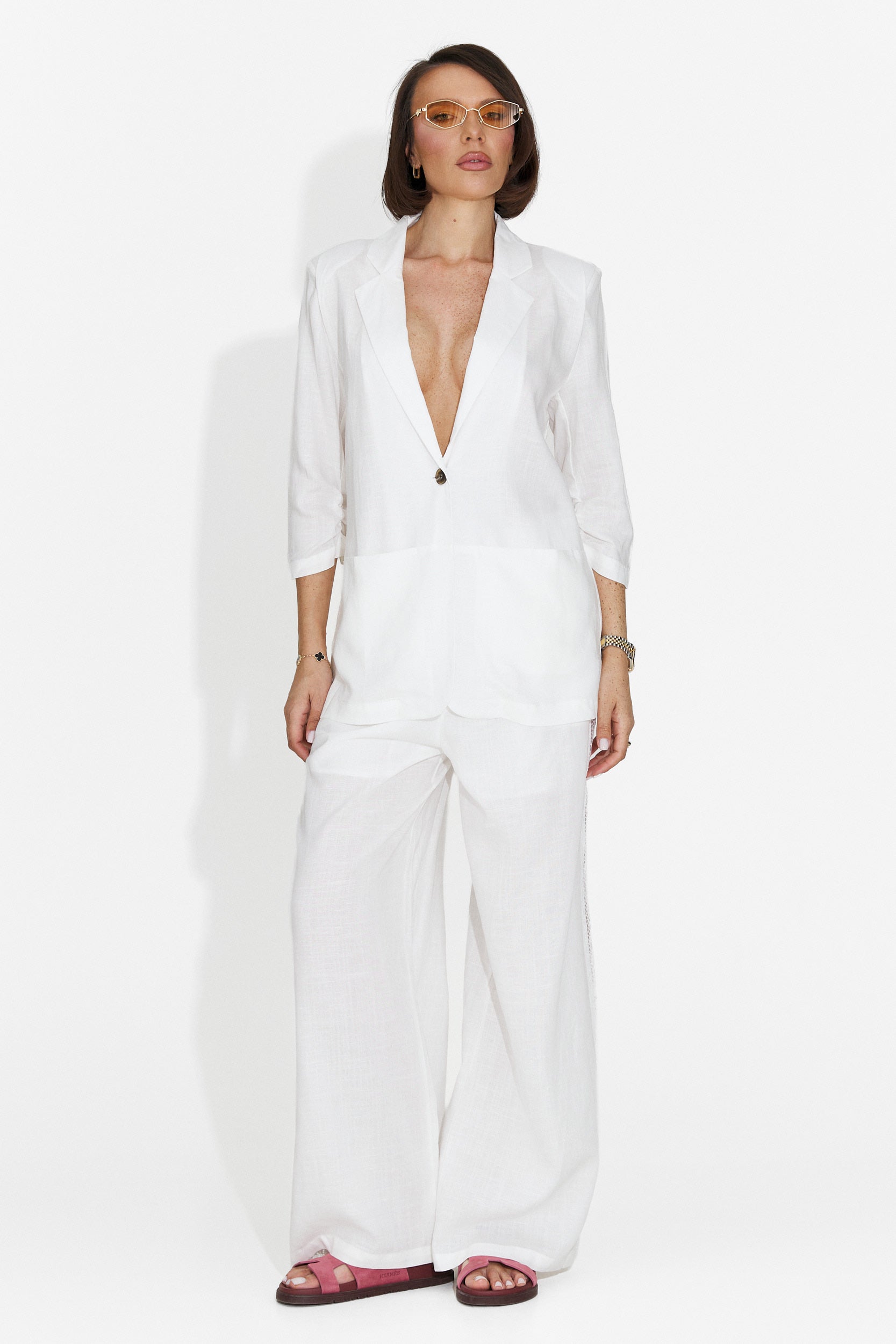Elegante Blazer Bianco da Donna di Helebore Bogas