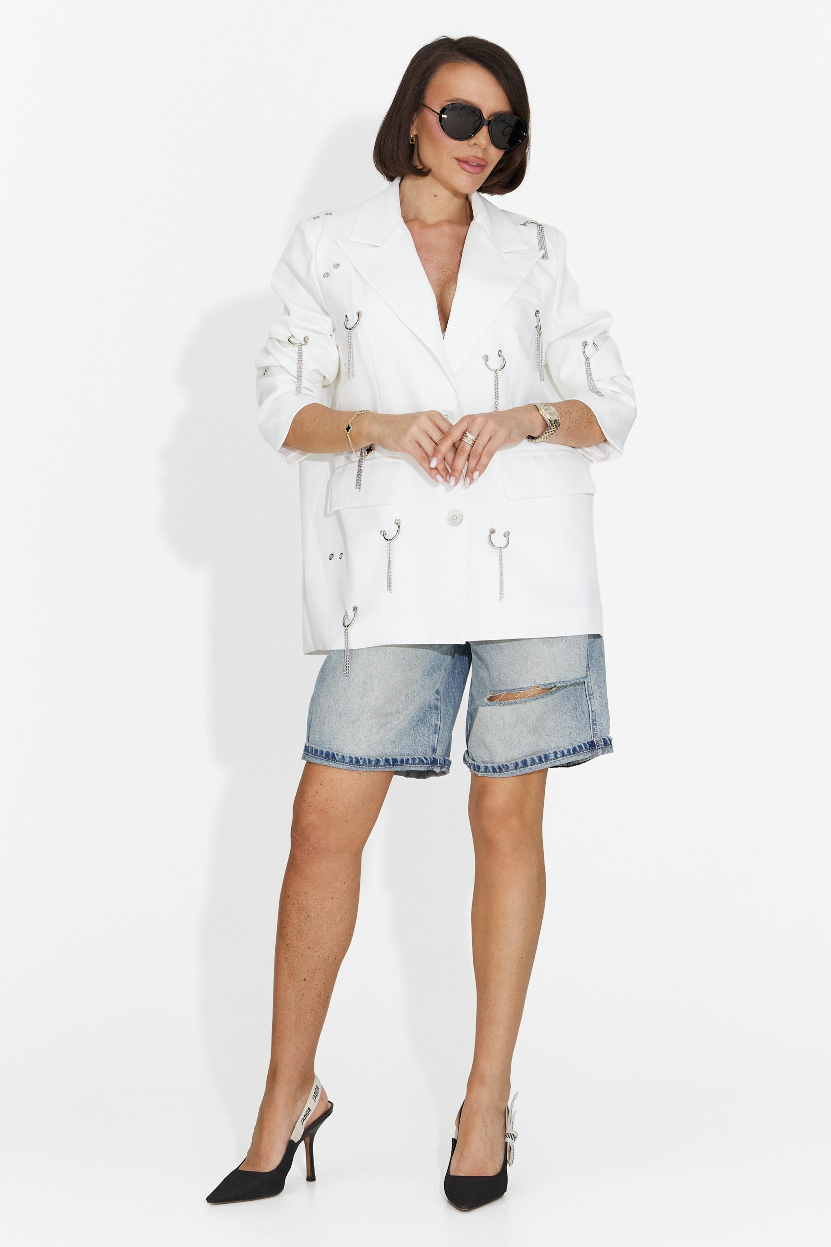 Elegante Blazer Bianco da Donna Pikata Bogas