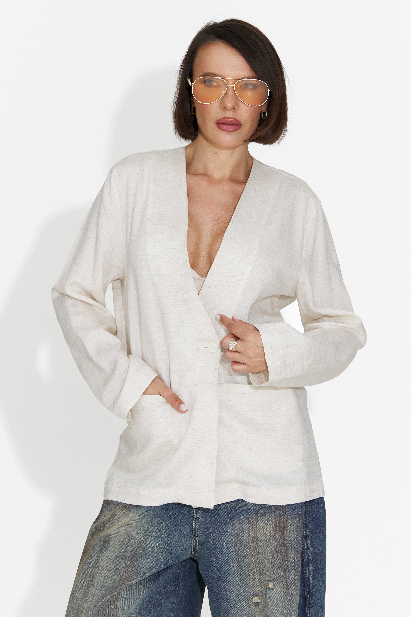 Elegante blazer beige da donna Yarow Bogas