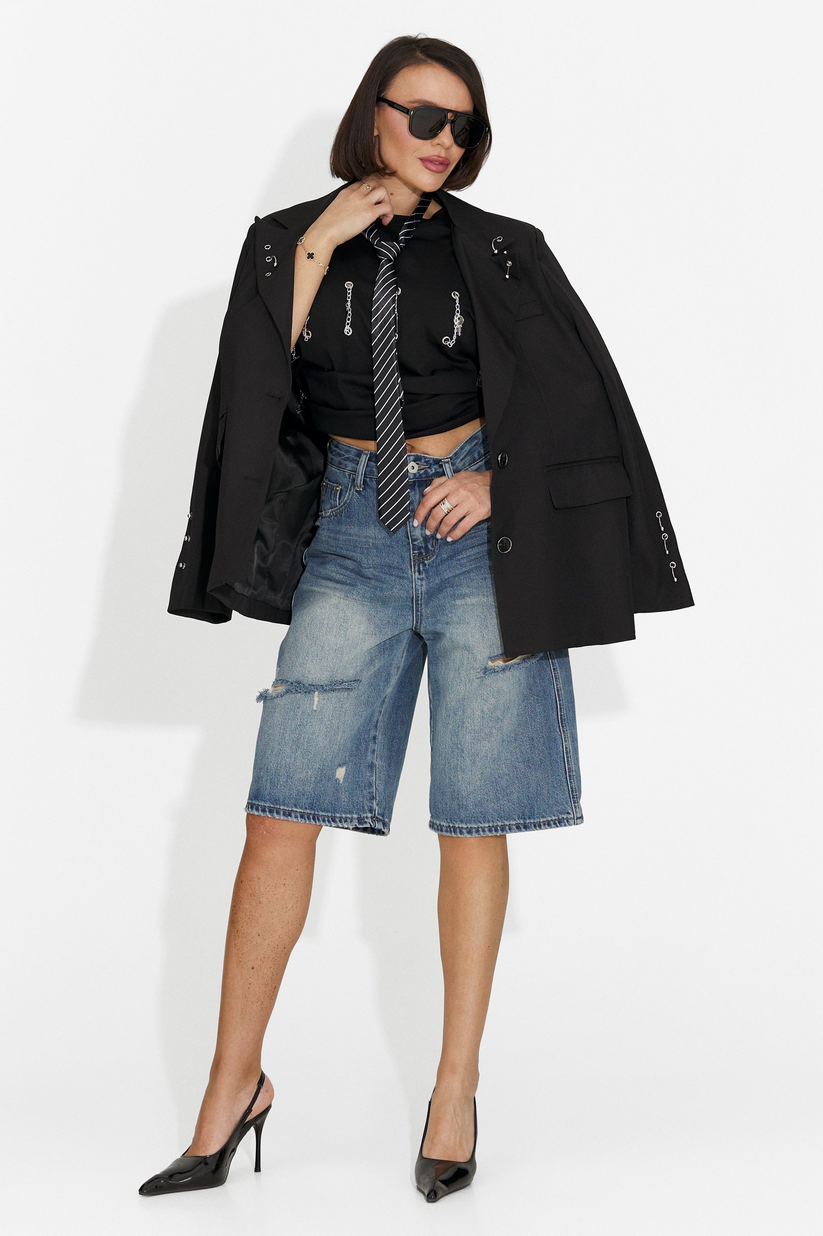 Elegante blazer nero da donna Kelda Bogas