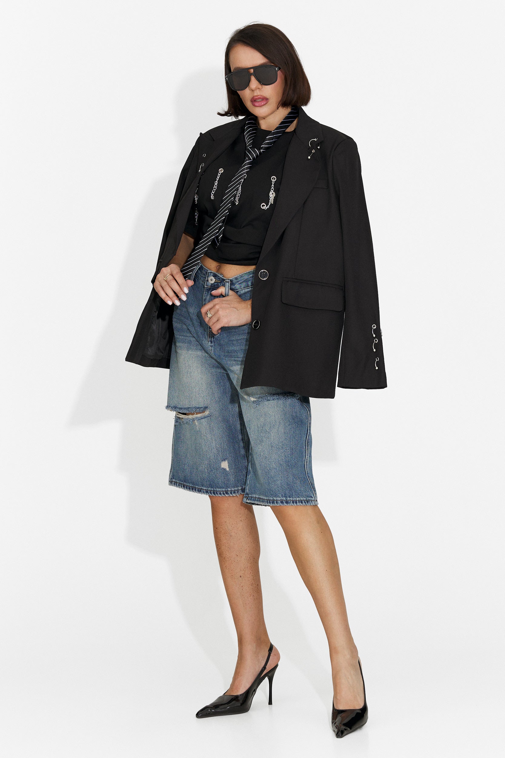 Elegante blazer nero da donna Kelda Bogas