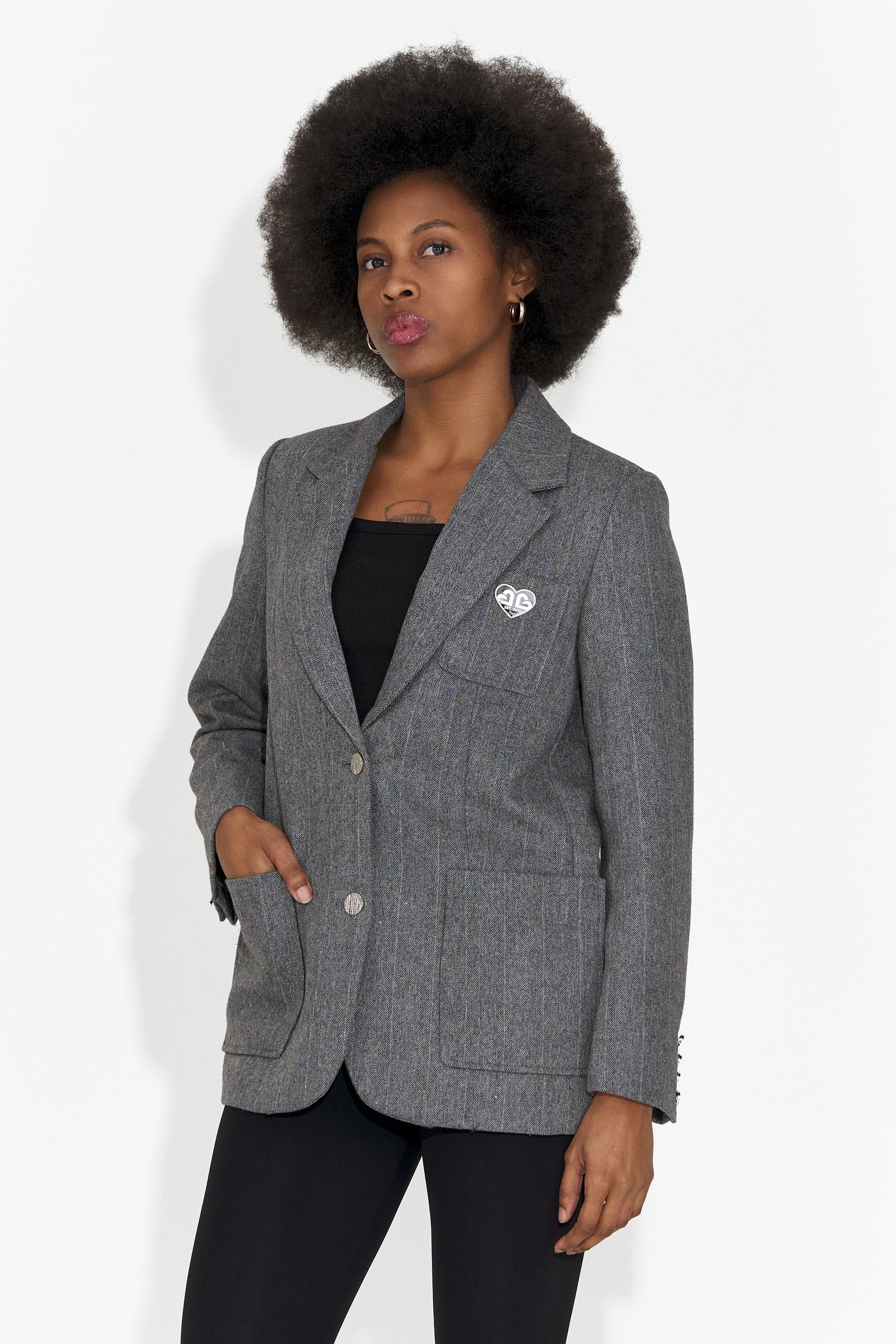 Elegante giacca di lana grigia Andela Bogas