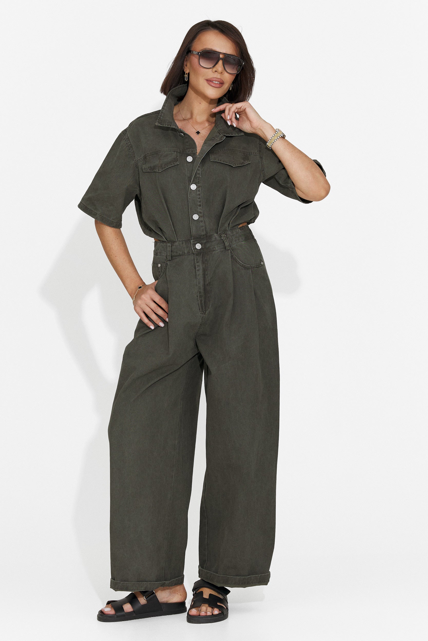 Ayeria Bogas Tuta Casual da Donna in Khaki