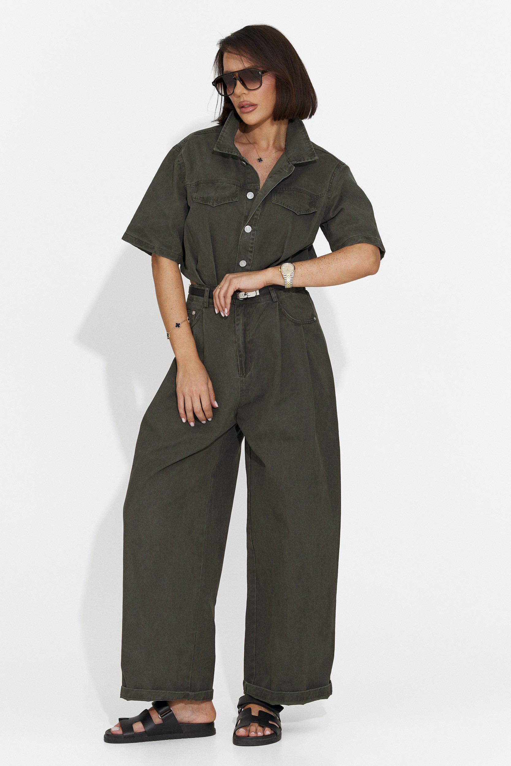 Ayeria Bogas Tuta Casual da Donna in Khaki