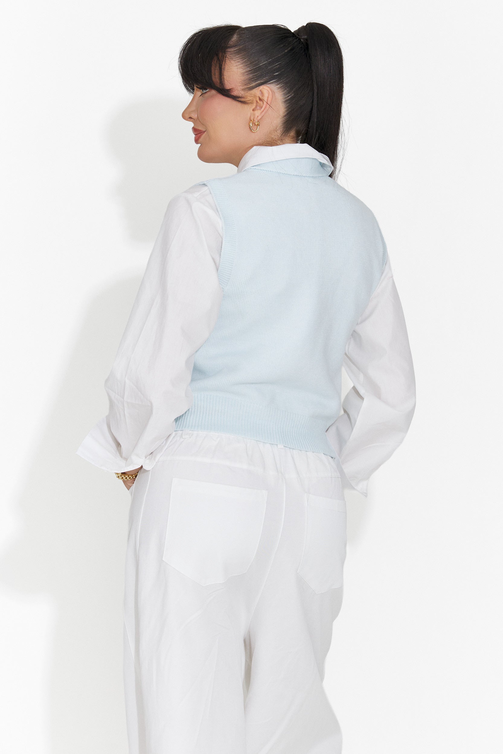 Set 3 pezzi camicia + gilet + cravatta blu Tasiana Bogas