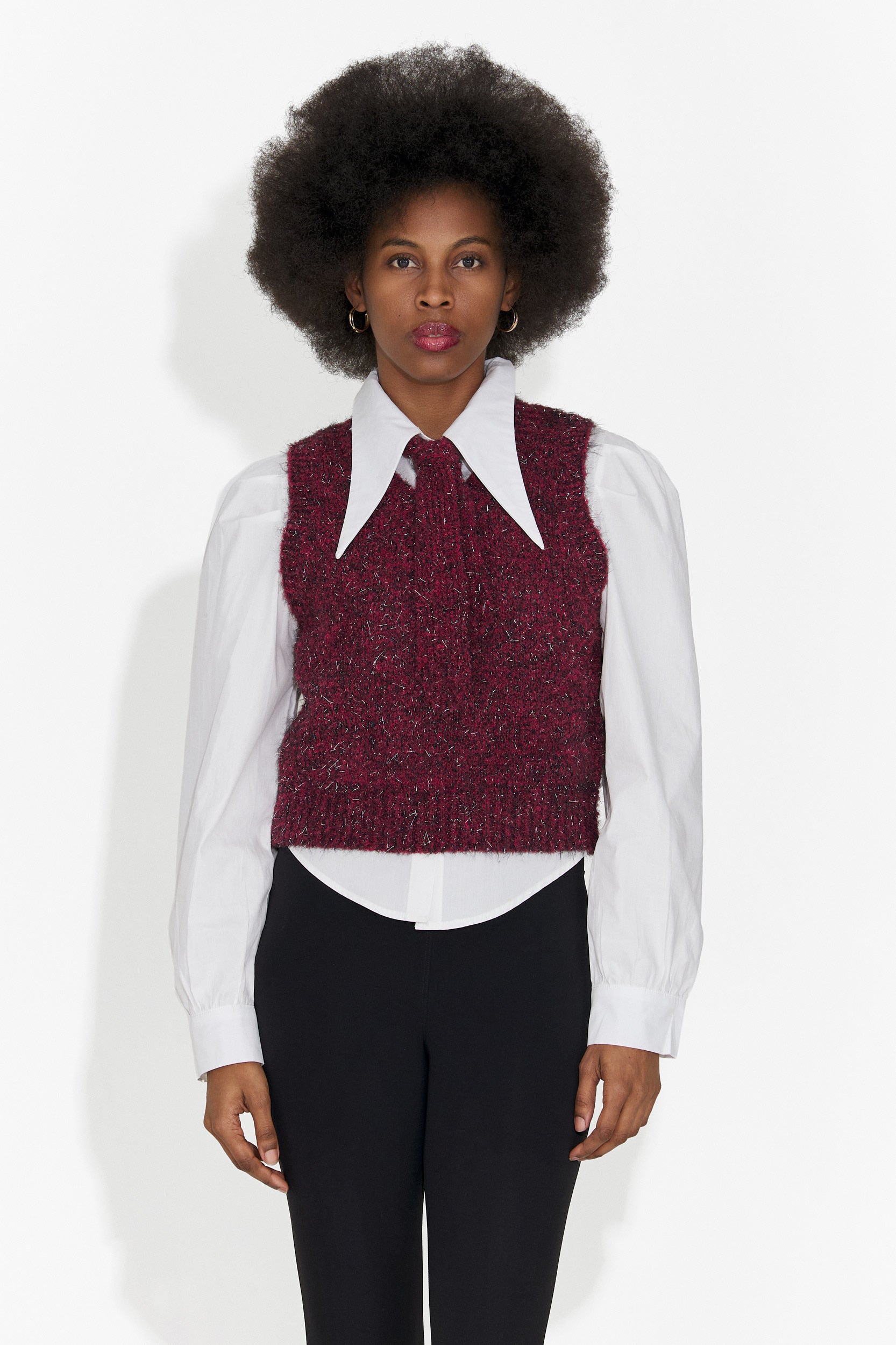 Set di 3 pezzi camicia + gilet + cravatta bordeaux Izaura Bogas