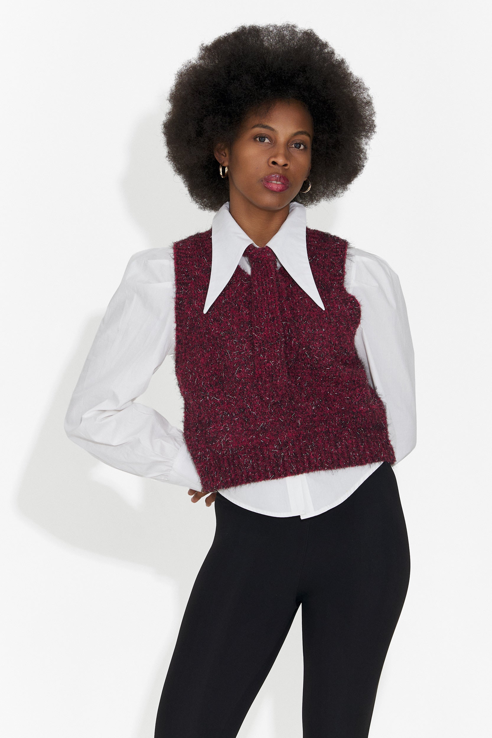 Set di 3 pezzi camicia + gilet + cravatta bordeaux Izaura Bogas