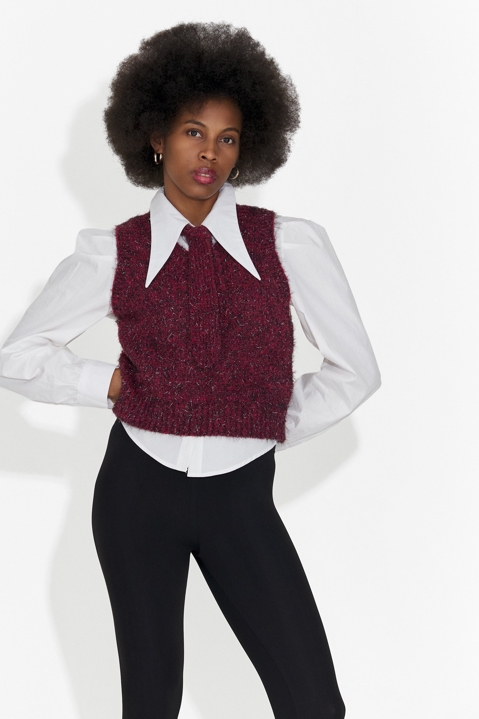 Set di 3 pezzi camicia + gilet + cravatta bordeaux Izaura Bogas