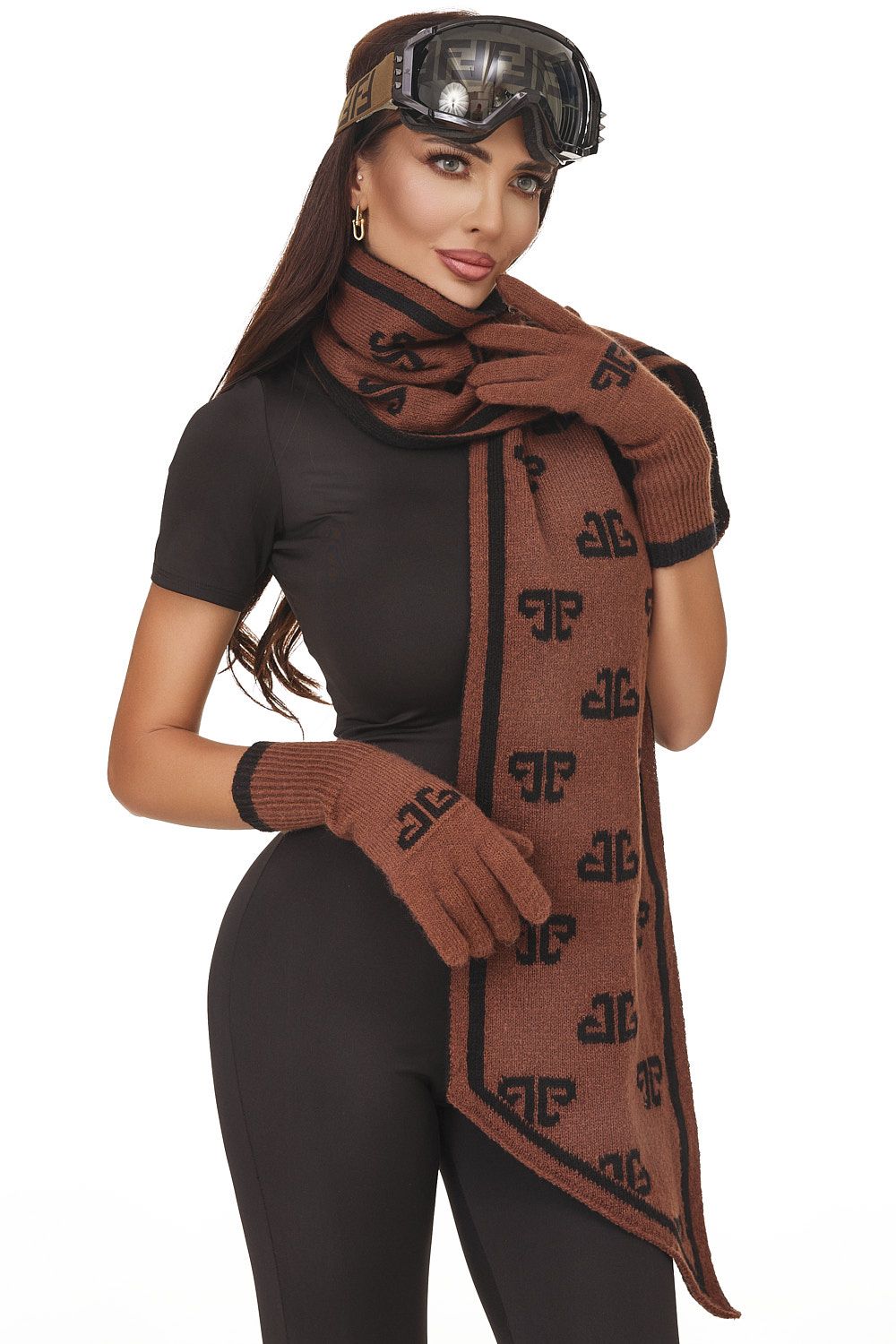 Set Guanti + Sciarpa marrone Bogasy Bogas