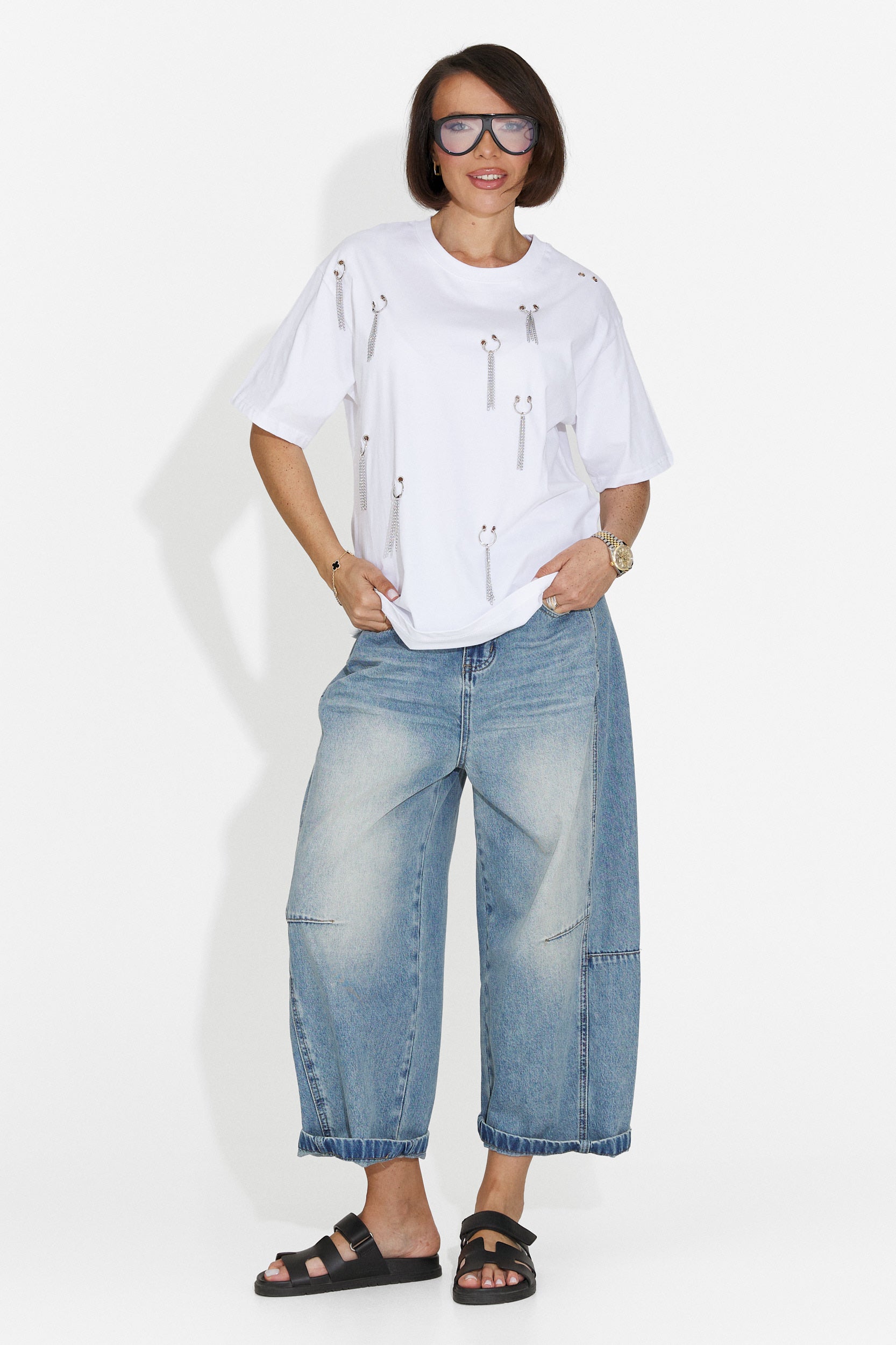 Zinia Bogas T-Shirt Casual Bianca da Donna