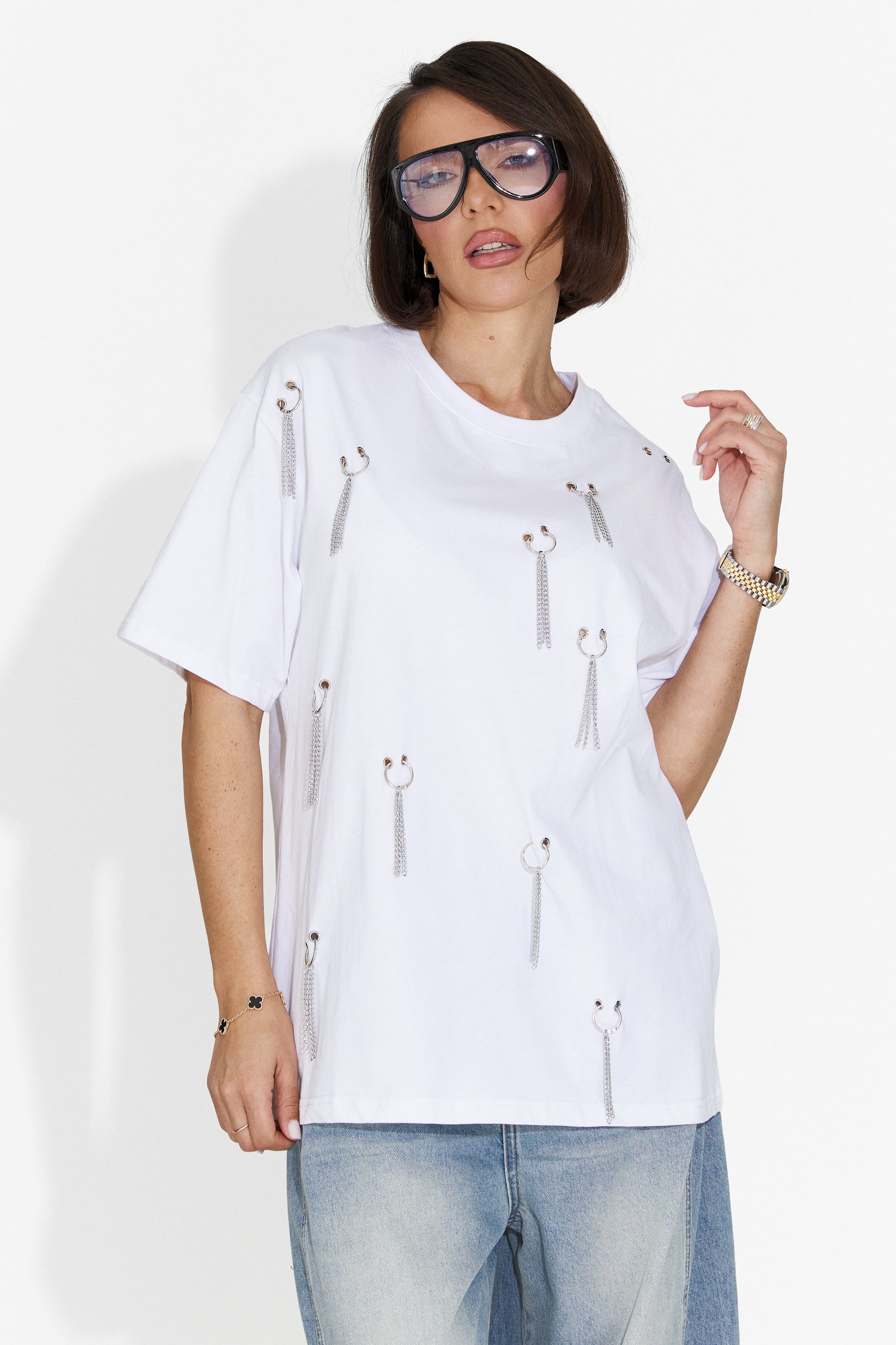 Zinia Bogas T-Shirt Casual Bianca da Donna