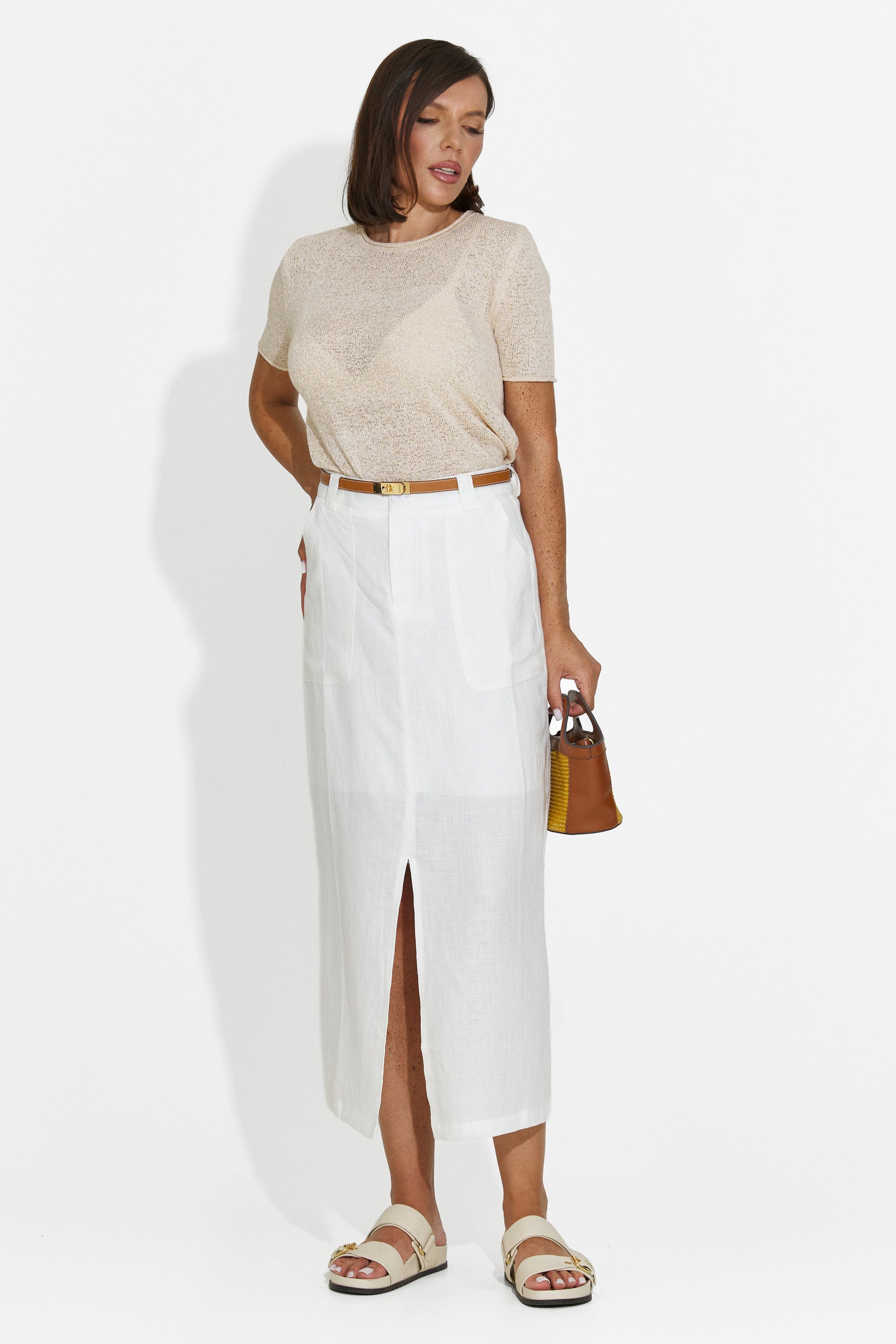 Maglietta donna casual beige Pilaria Bogas