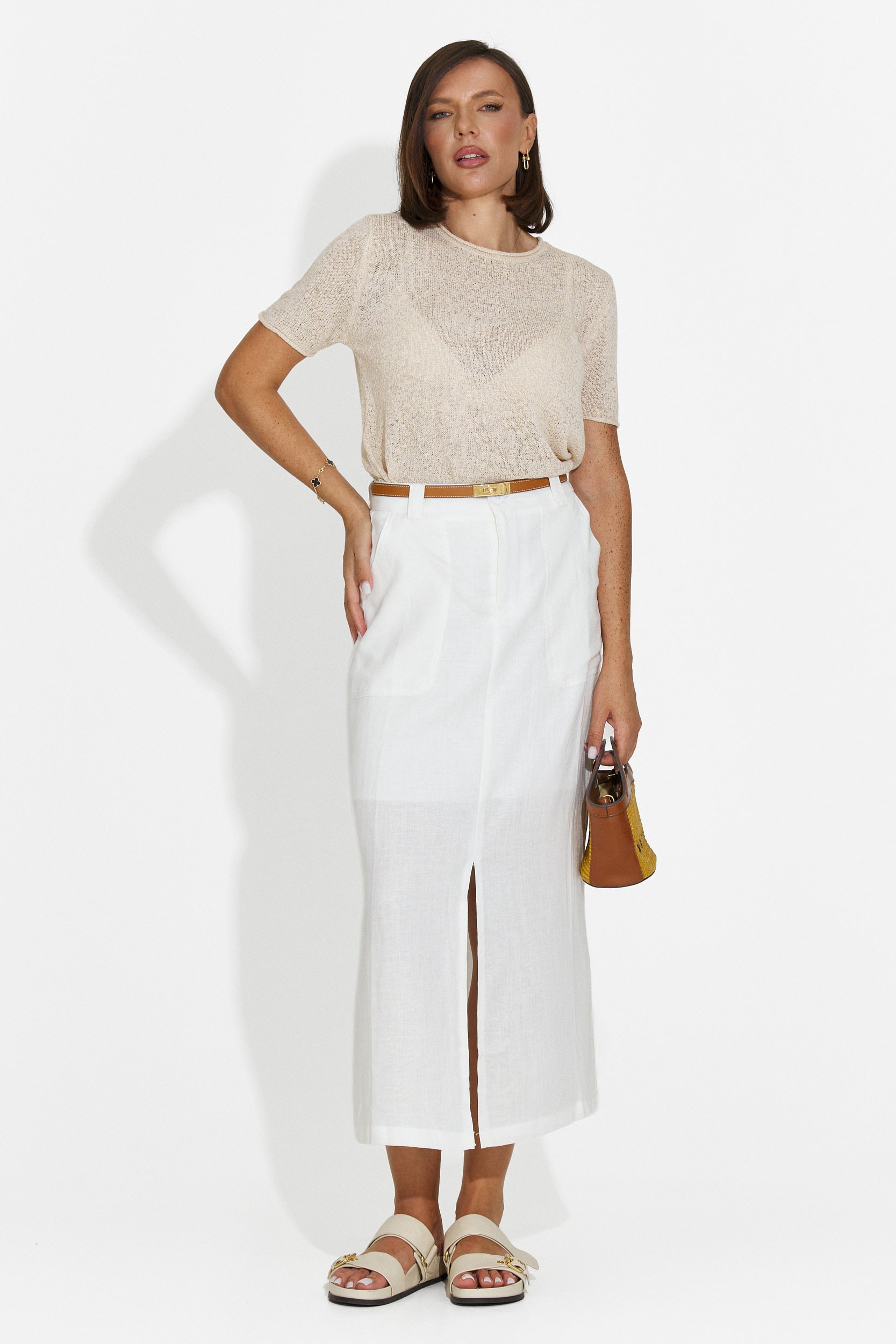 Maglietta donna casual beige Pilaria Bogas