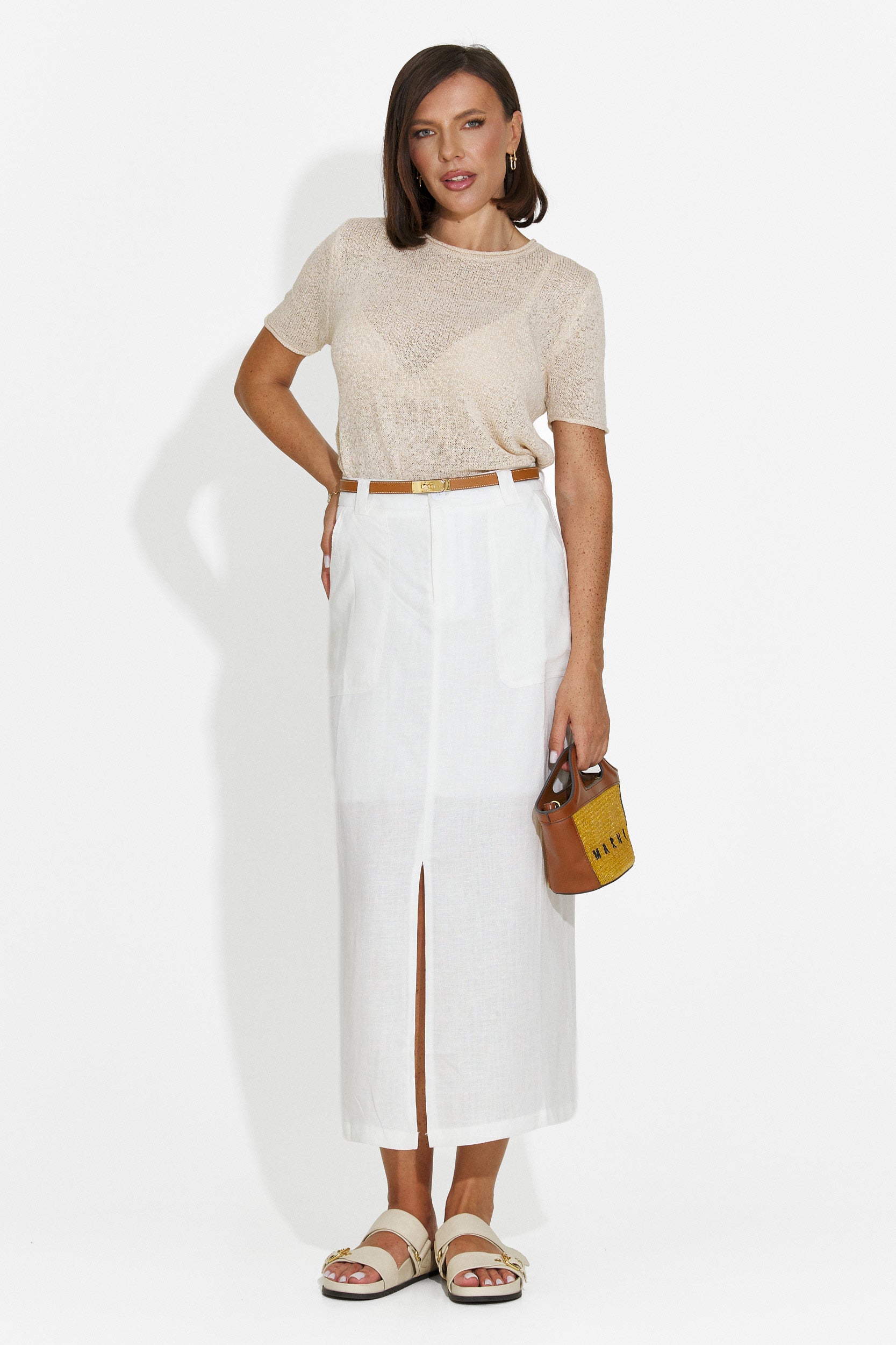 Maglietta donna casual beige Pilaria Bogas
