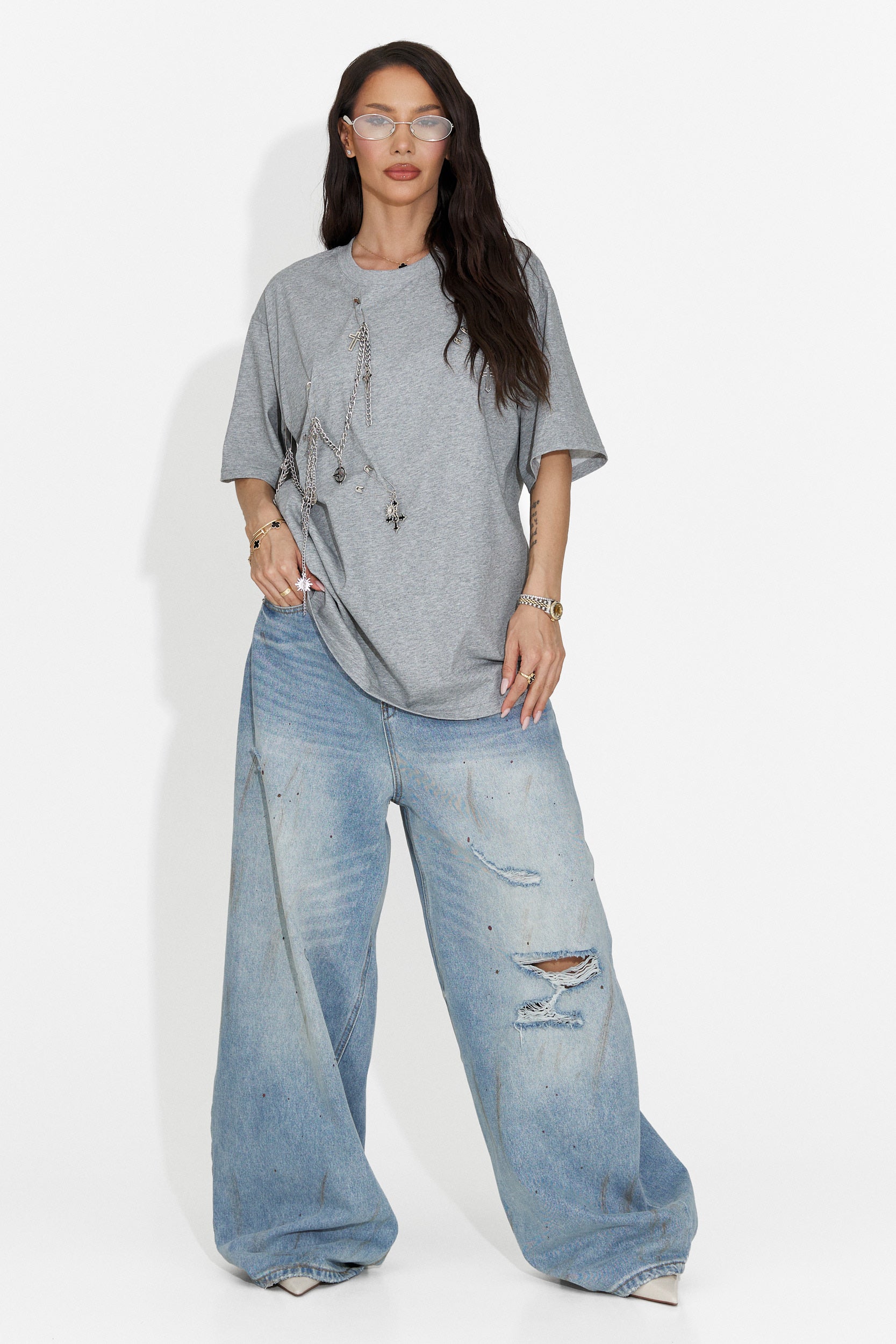 Kohleria Bogas T-Shirt Casual Grigio per Donne