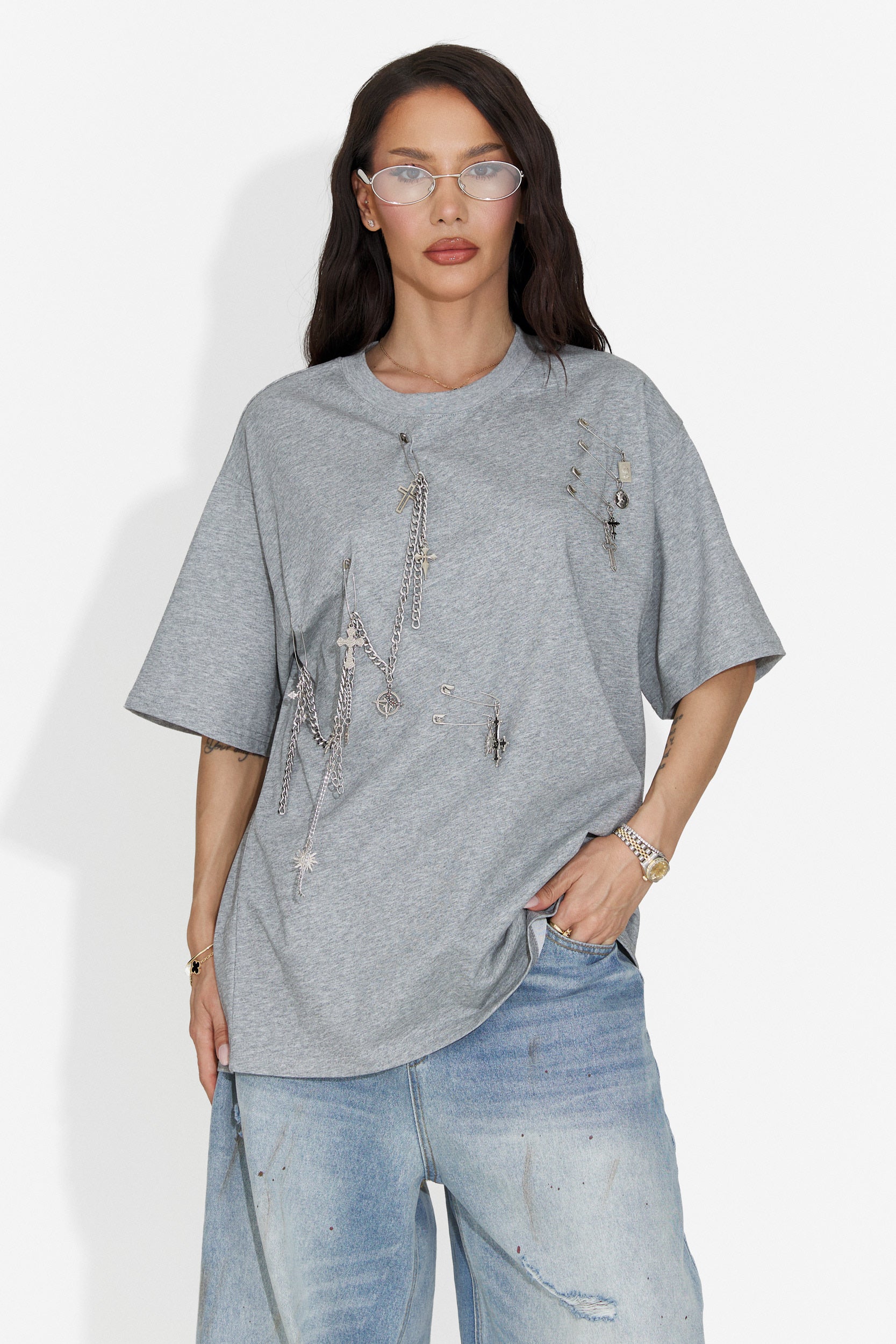 Kohleria Bogas T-Shirt Casual Grigio per Donne