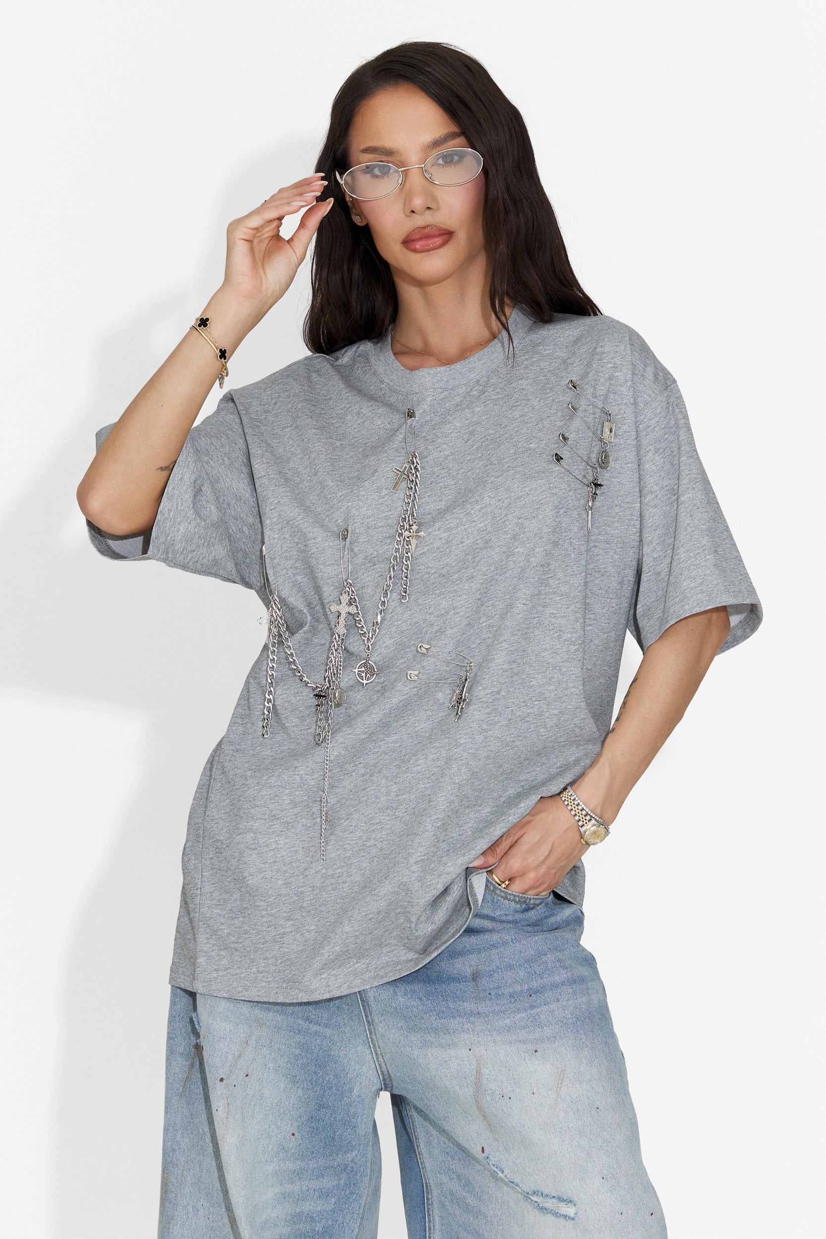 Kohleria Bogas T-Shirt Casual Grigio per Donne