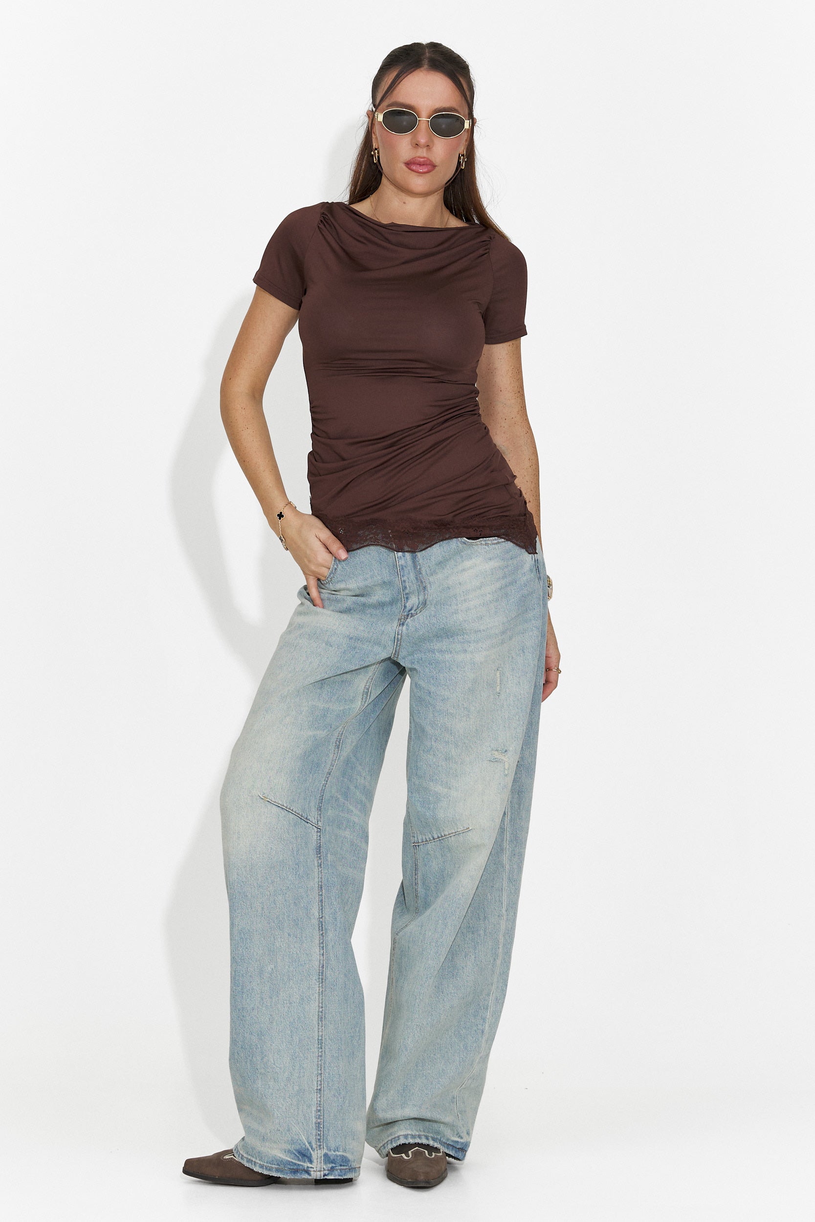 Casuale maglietta marrone da donna Arkania Bogas