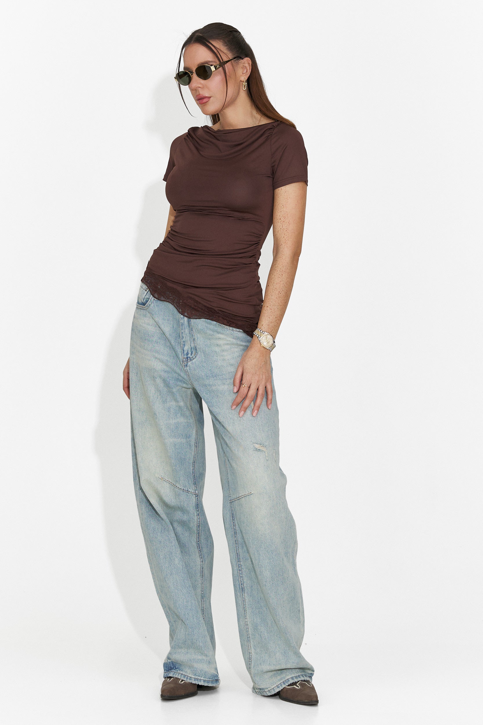 Casuale maglietta marrone da donna Arkania Bogas