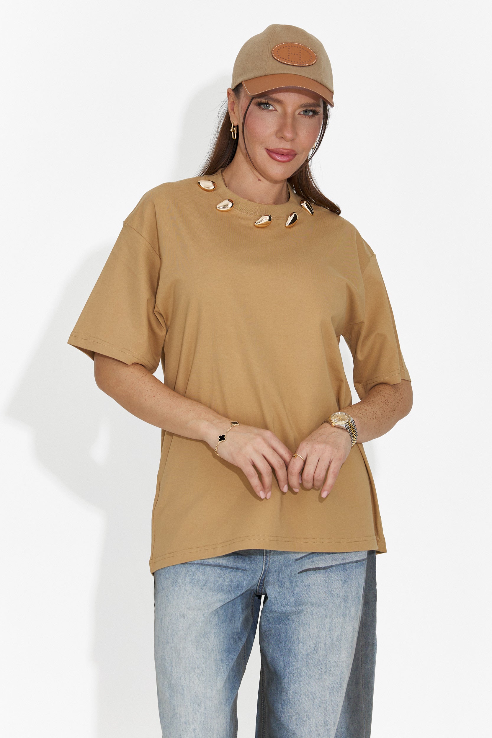 Cristelia Bogas T-Shirt Casual Marrone per Donne