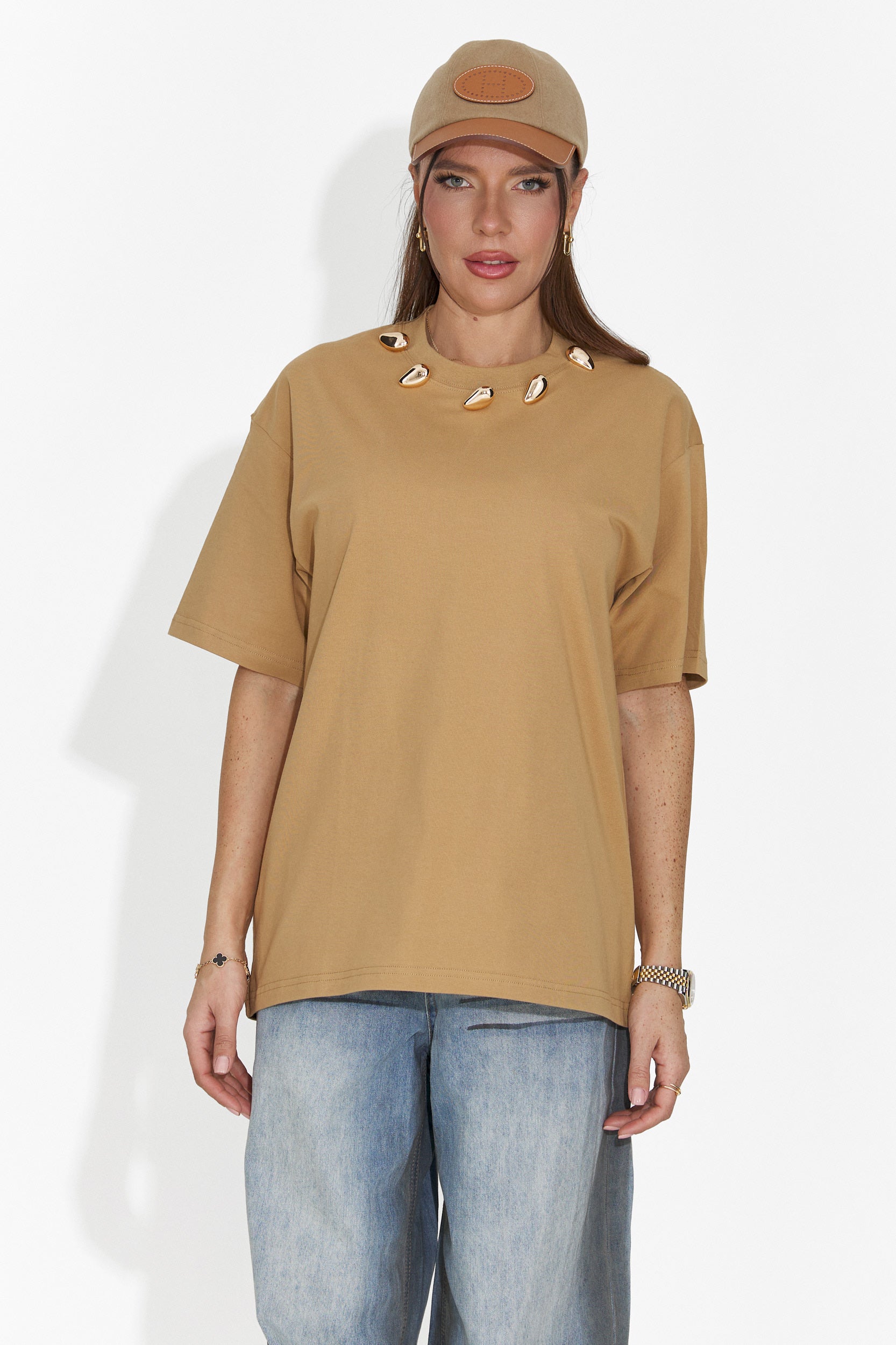 Cristelia Bogas T-Shirt Casual Marrone per Donne