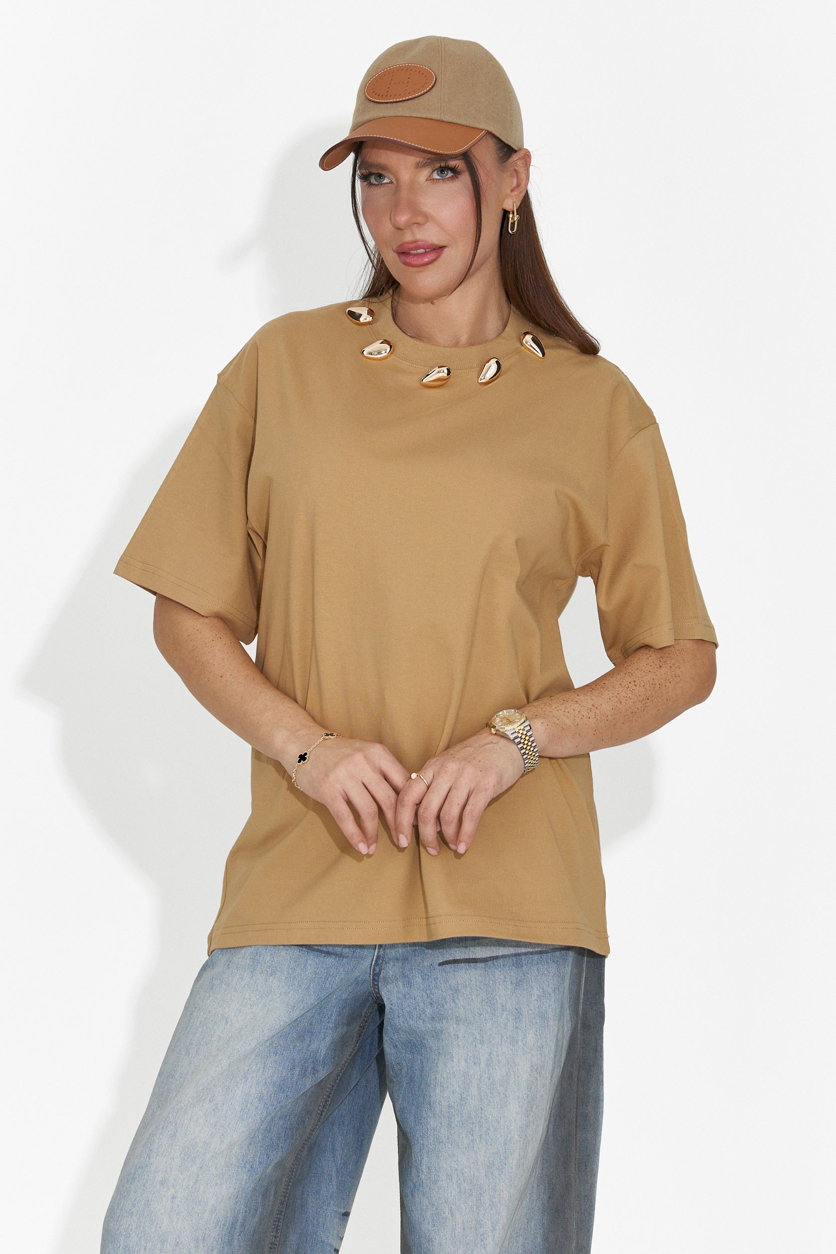 Cristelia Bogas T-Shirt Casual Marrone per Donne