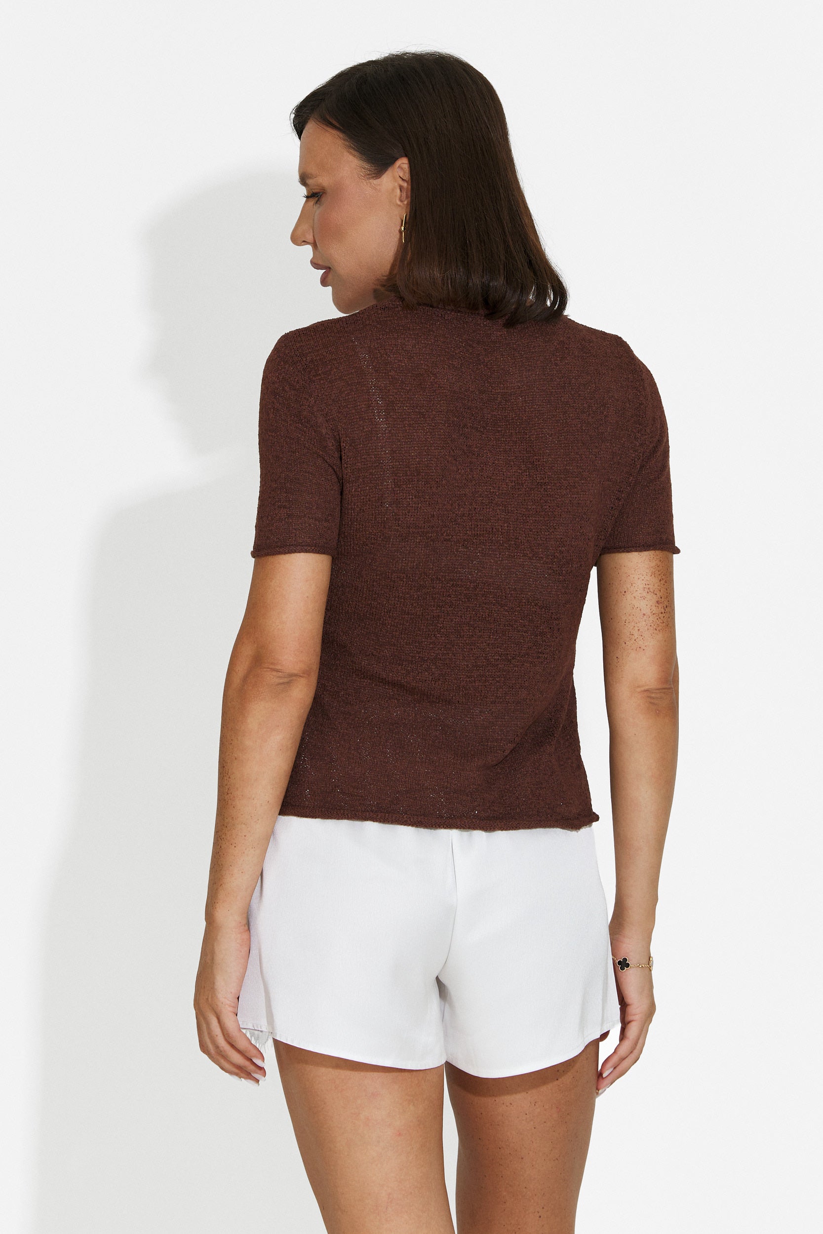 Maglietta donna casual marrone Pilaria Bogas