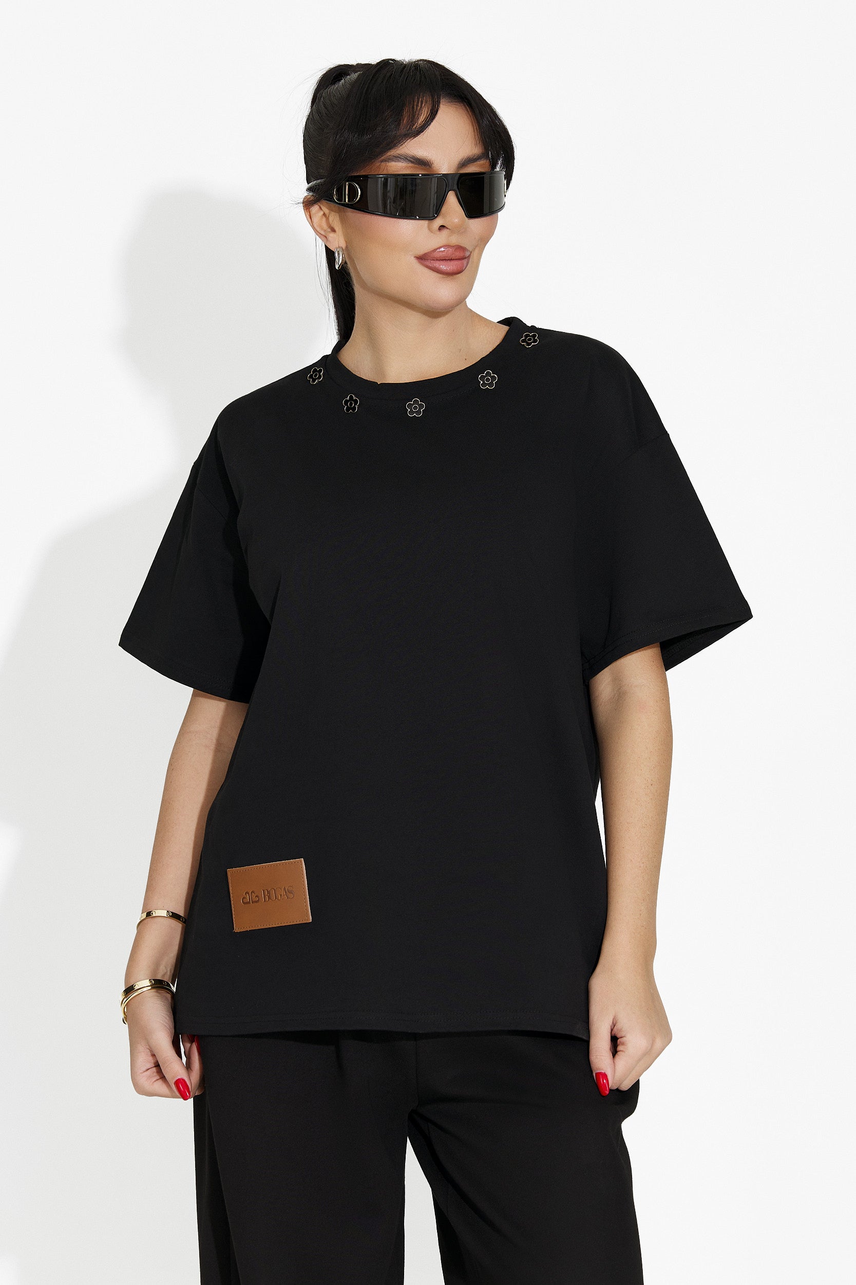 T-shirt Casual Nera da Donna di Arilea Bogas
