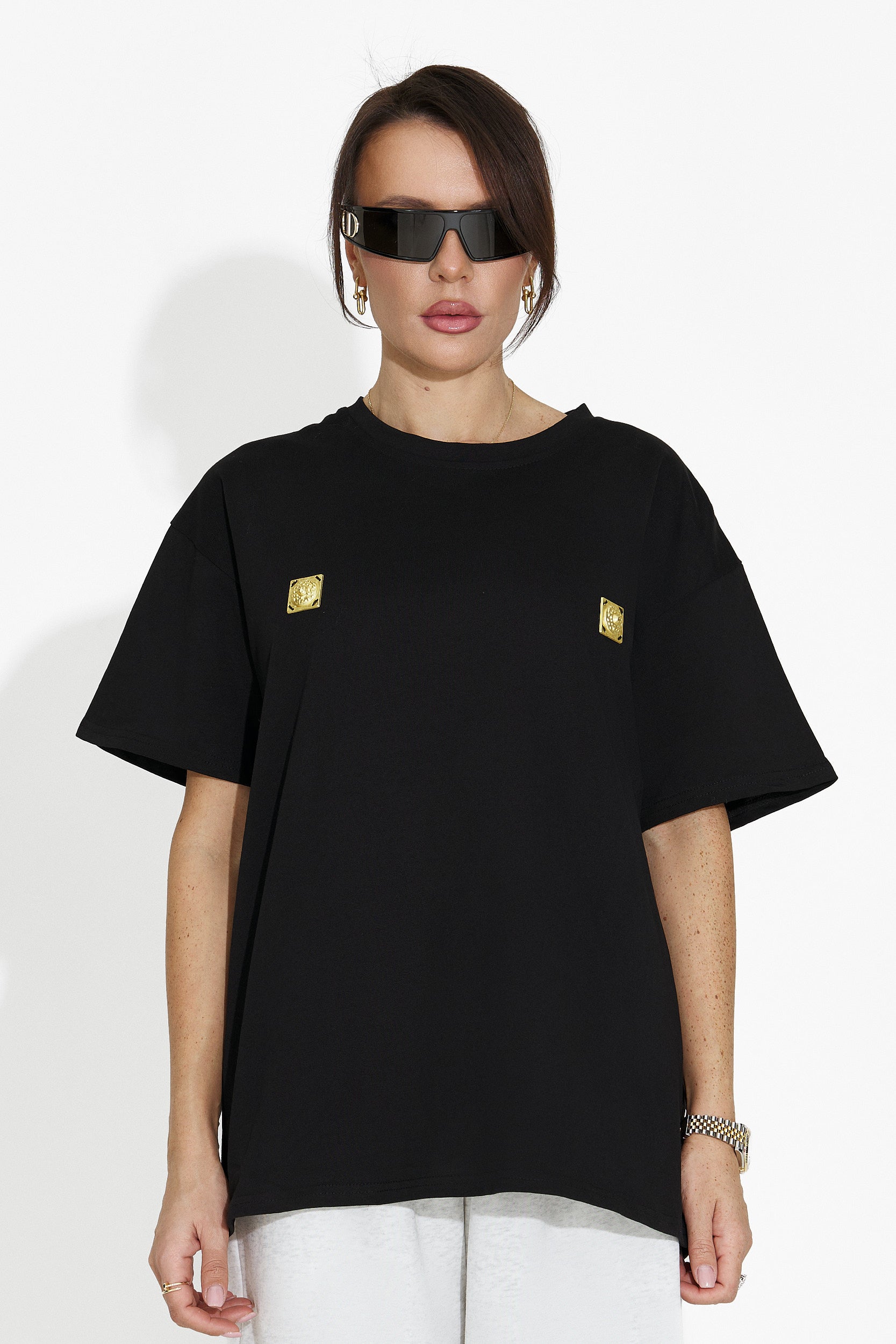 Lunesa Bogas T-shirt Casual da Donna Nera