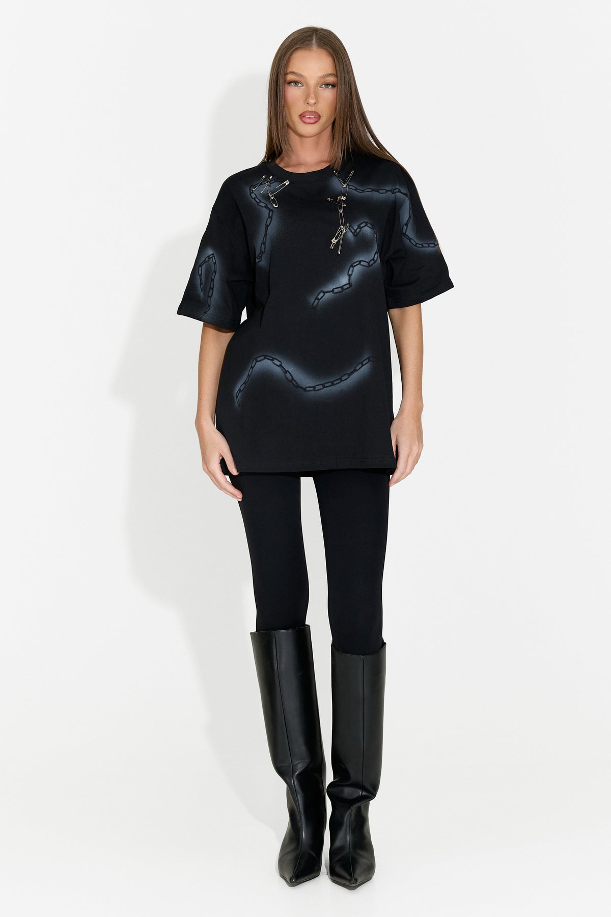 T-shirt da donna casual nera Rougha Bogas