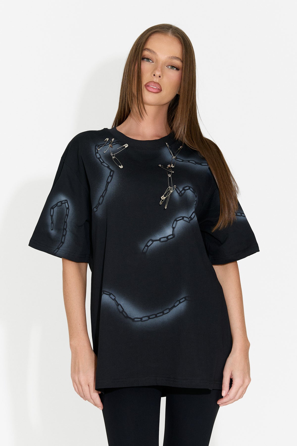 T-shirt da donna casual nera Rougha Bogas