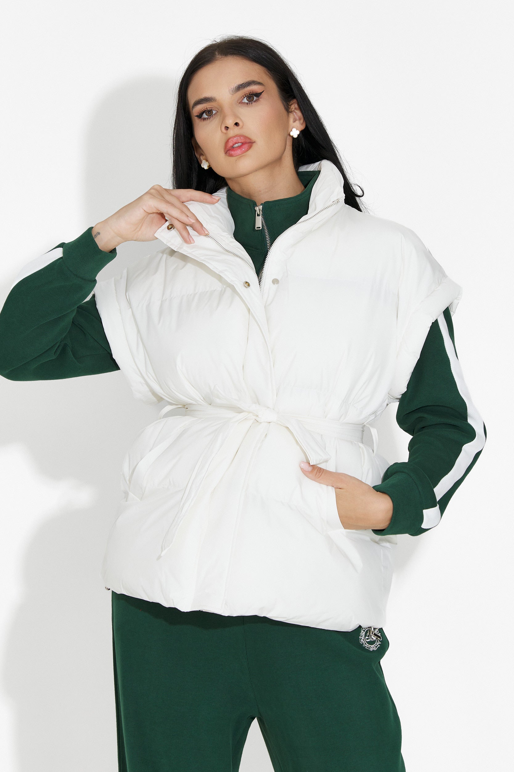 Gilet Bianco Casual da Donna Denoria Bogas