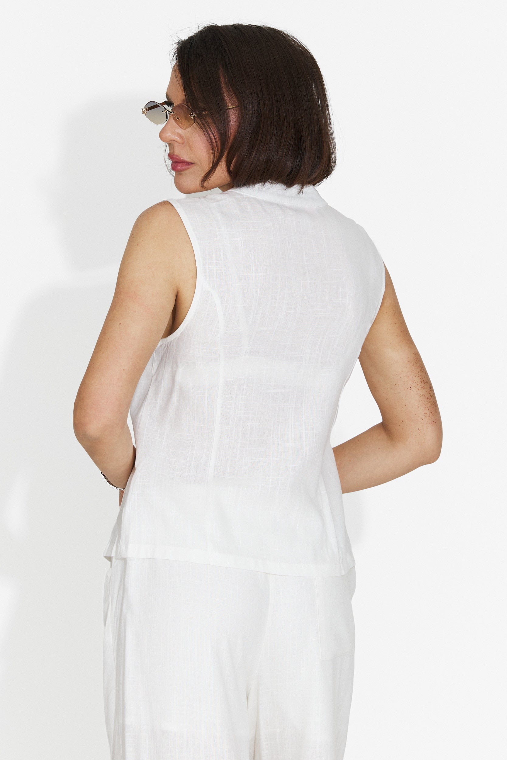 Gloria Bogas Gilet Casual Bianco da Donna