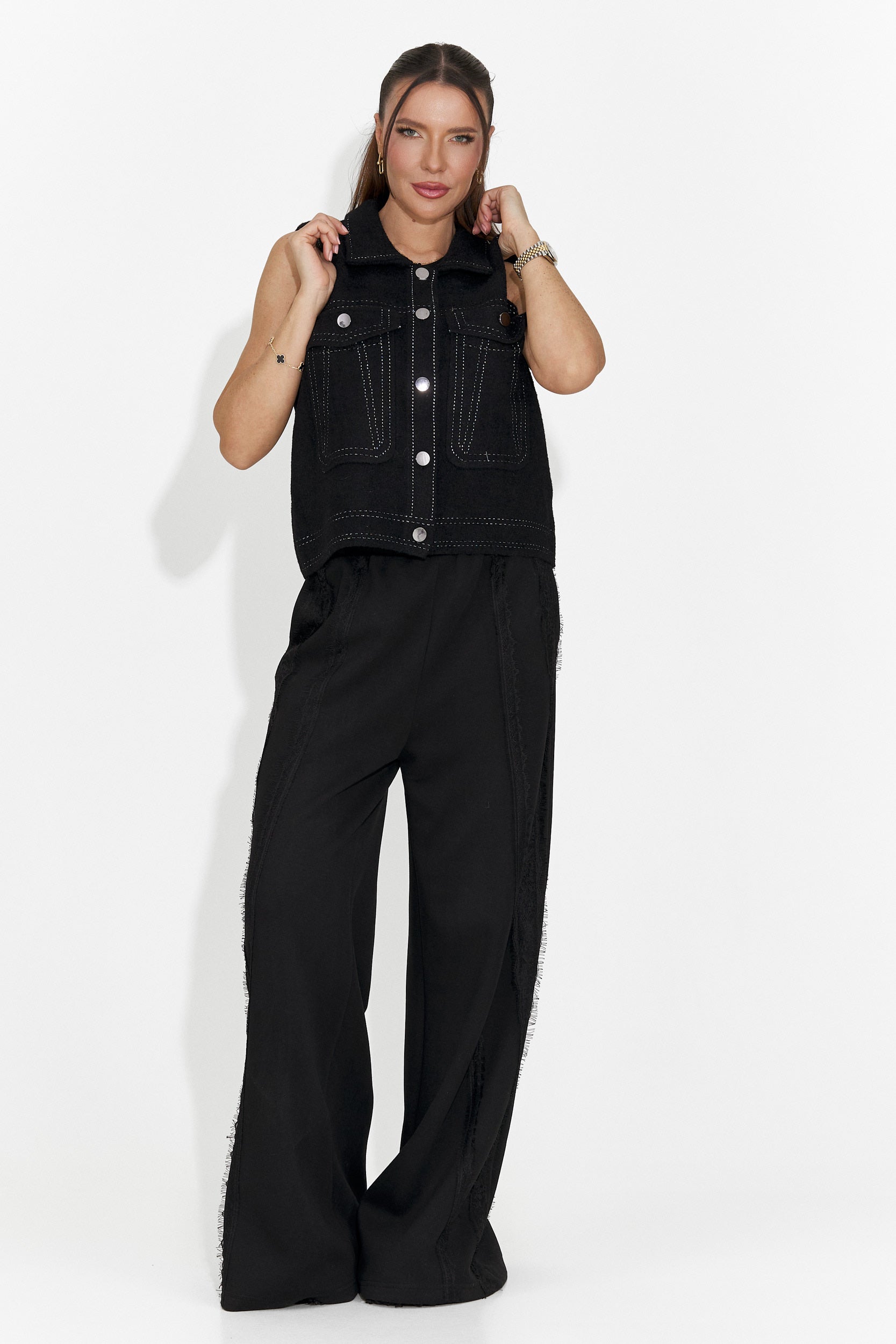 Gilet Casual Nero da Donna di Kaleria Bogas