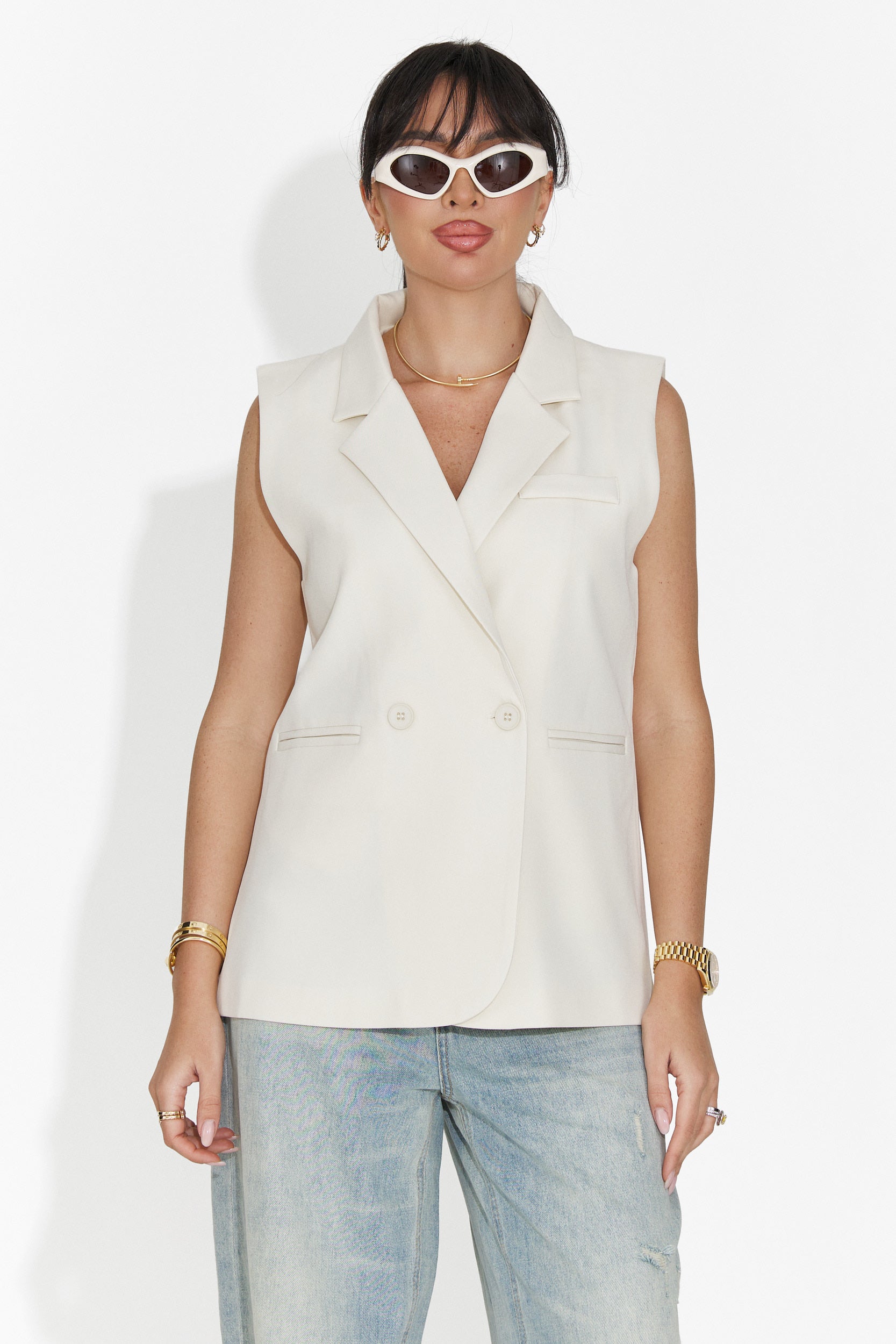 Elegante Gilet da Donna in Crema Meghan Bogas