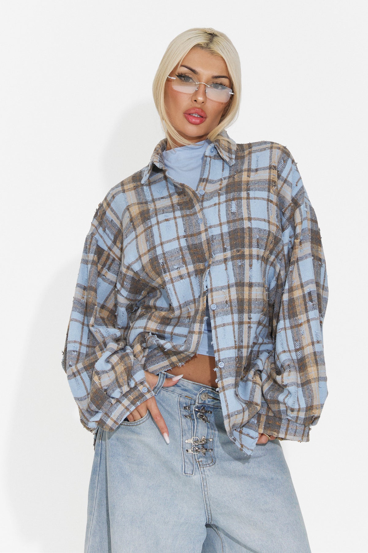 Camicia da donna casual azzurra Jasara Bogas