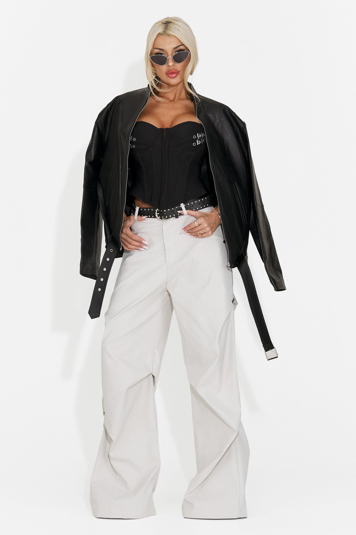 Pantaloni dama casual albi Timoty Bogas