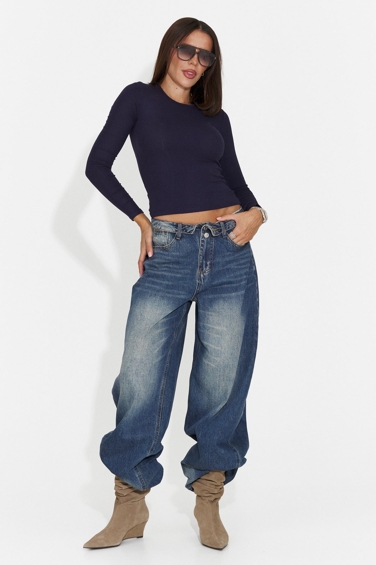 Blugi casual albastri Crytuina Bogas