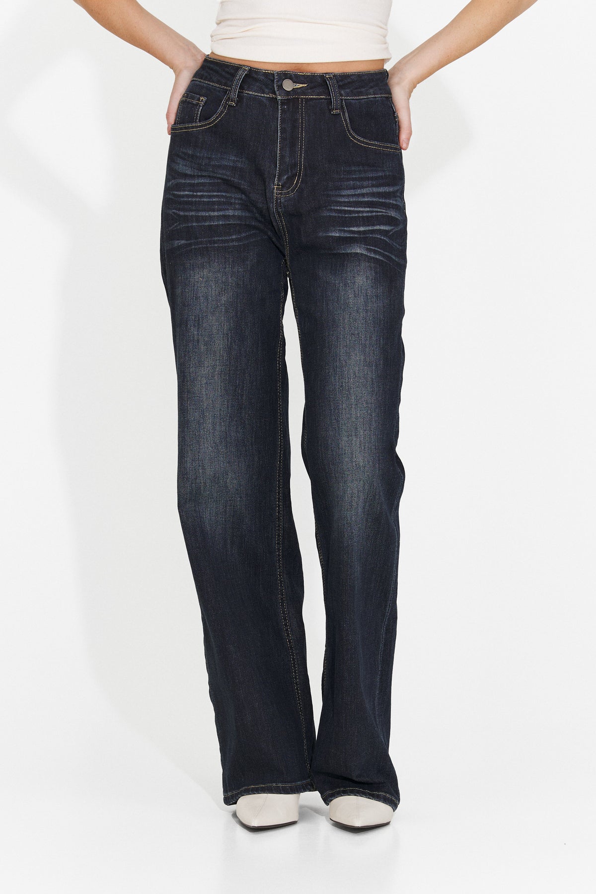 Blugi casual albastri Drysroiza Bogas