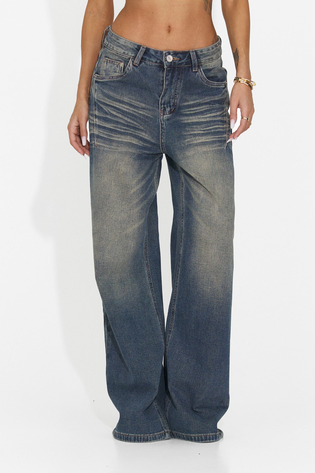 Blugi casual albastri Kleconia Bogas