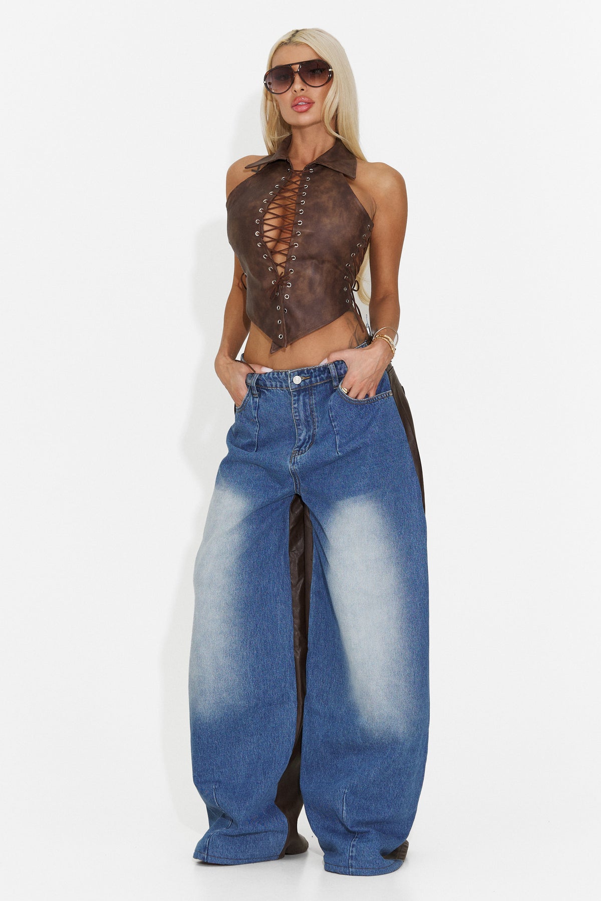 Blugi casual albastri Marazina Bogas