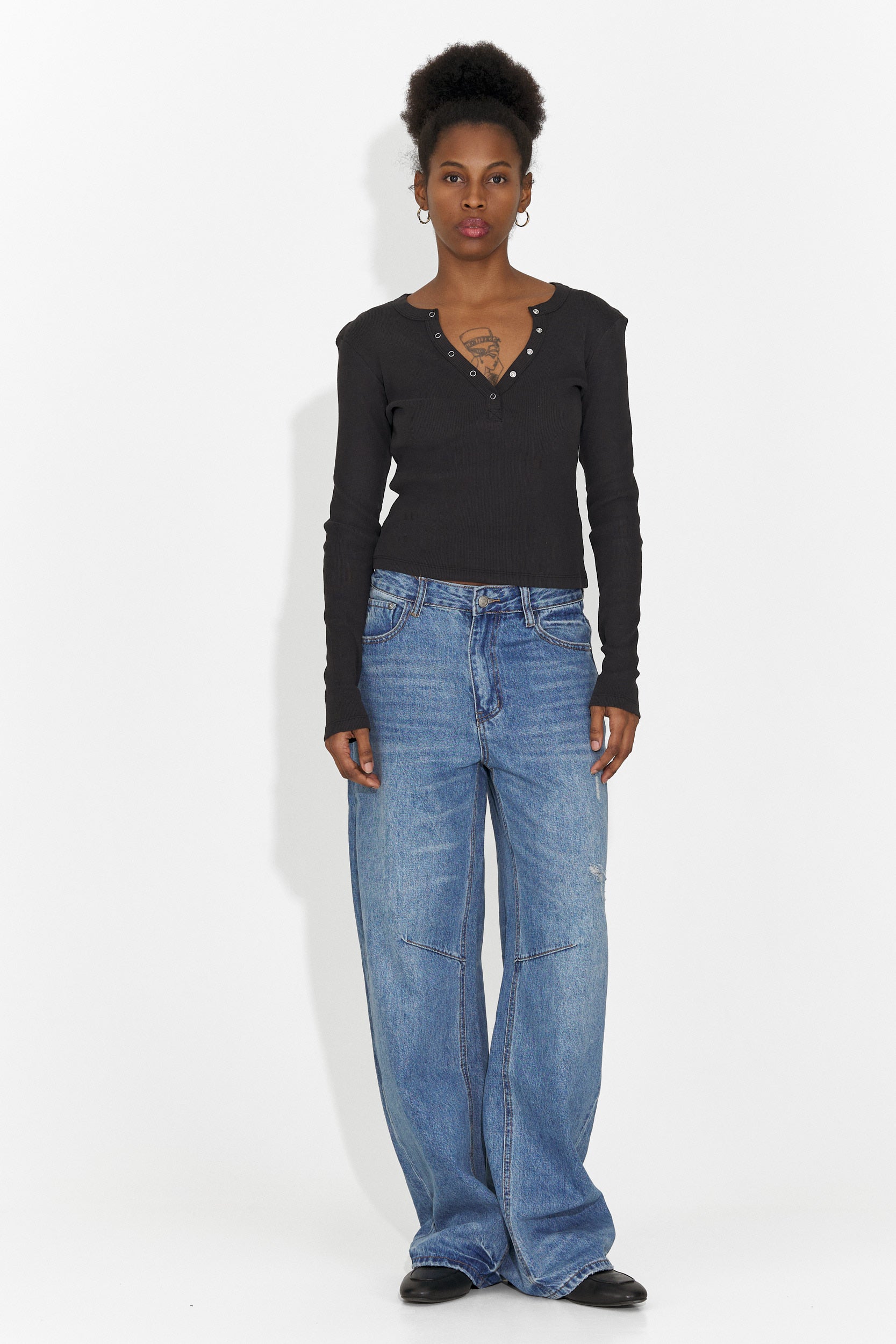 Blusa Casual Nera da Donna di Roxana Bogas
