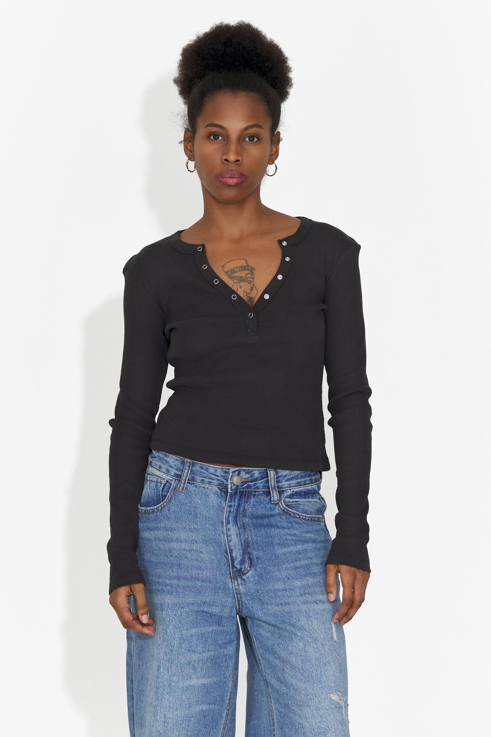 Blusa Casual Nera da Donna di Roxana Bogas