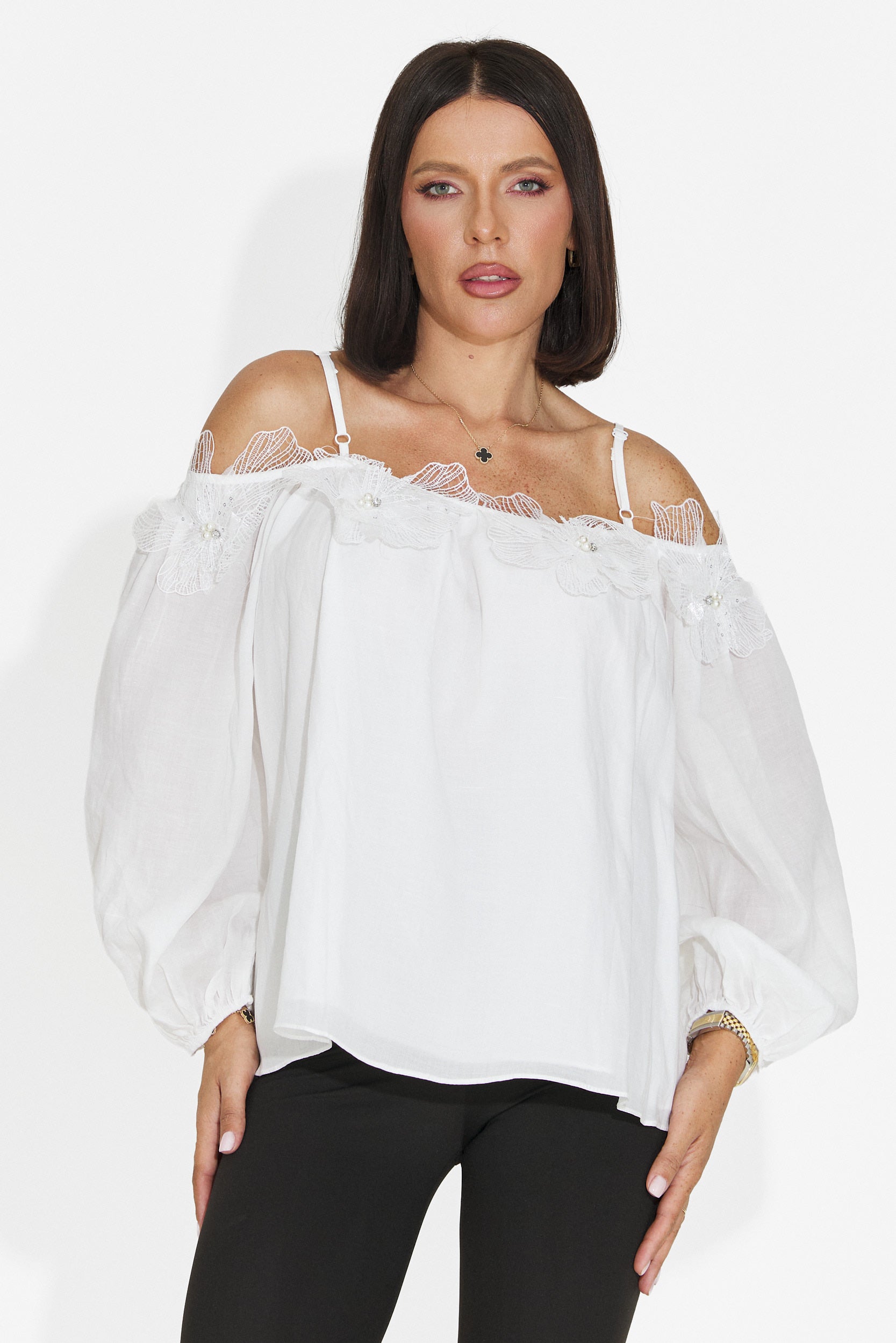 Blusa elegante da donna bianca Agentica Bogas