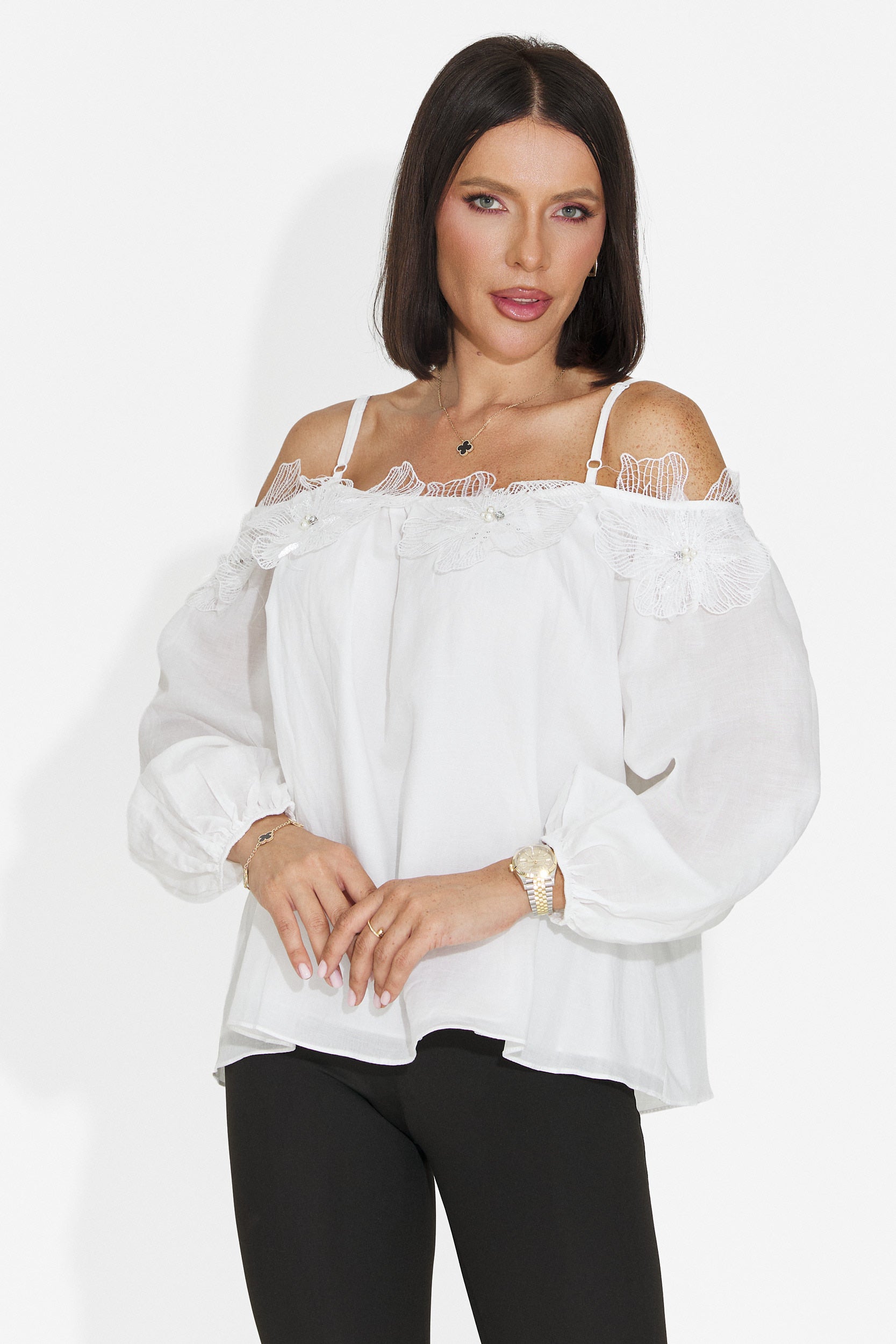 Blusa elegante da donna bianca Agentica Bogas