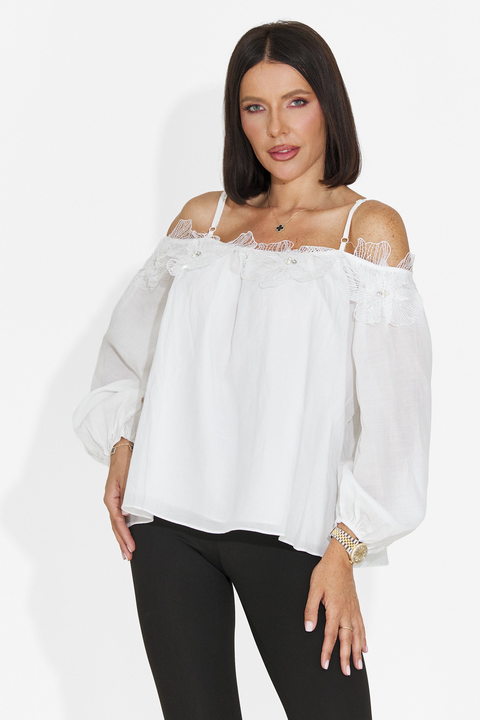Blusa elegante da donna bianca Agentica Bogas