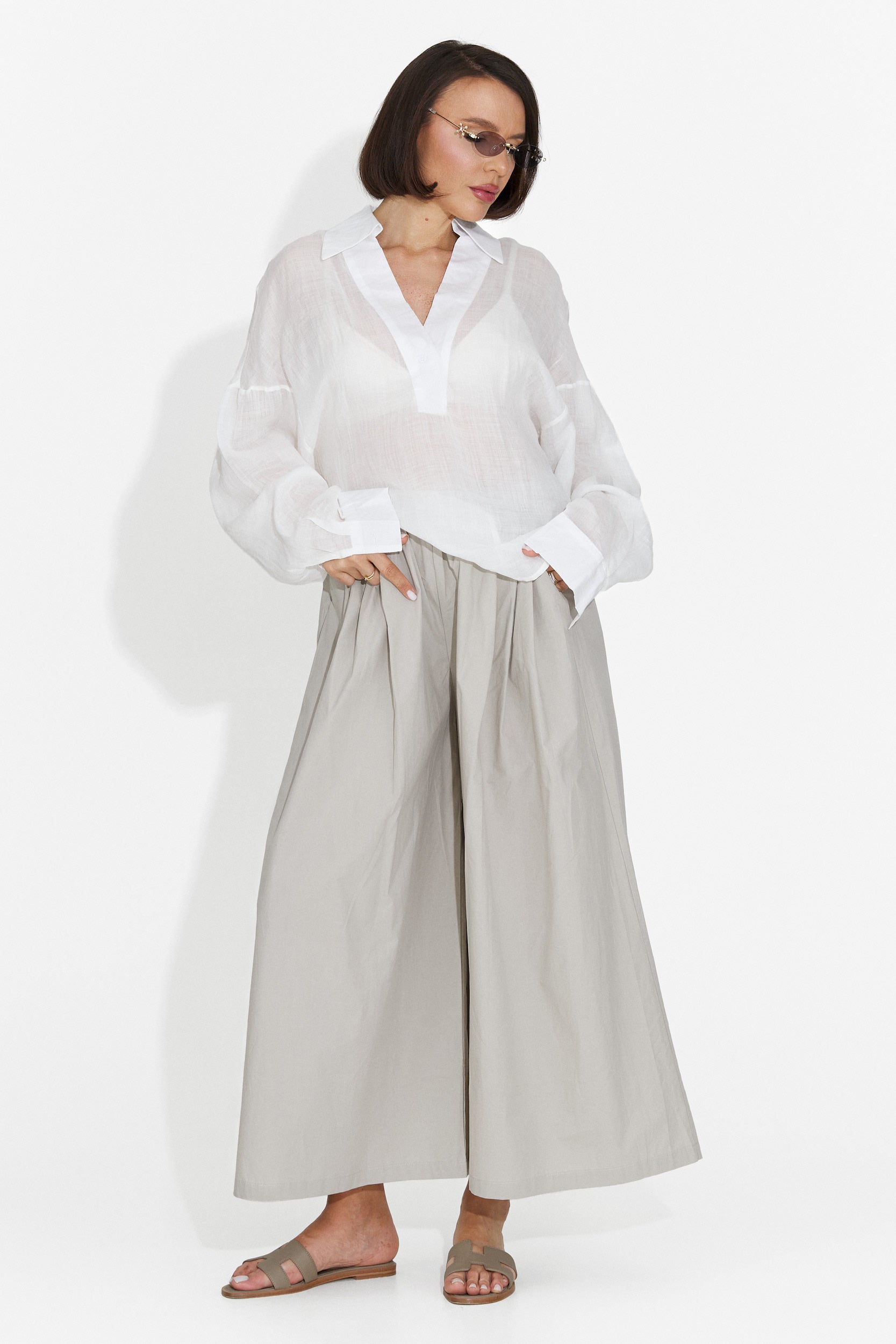 Camasa dama casual alba Hibiscus Bogas